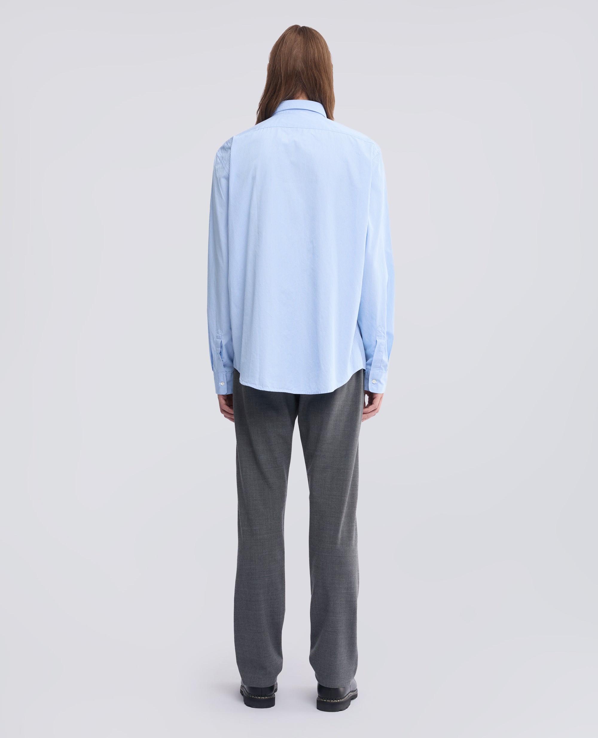 CAMICIA IN POPELINE DI COTONE RIGATO - AZZURRO - ASPESI