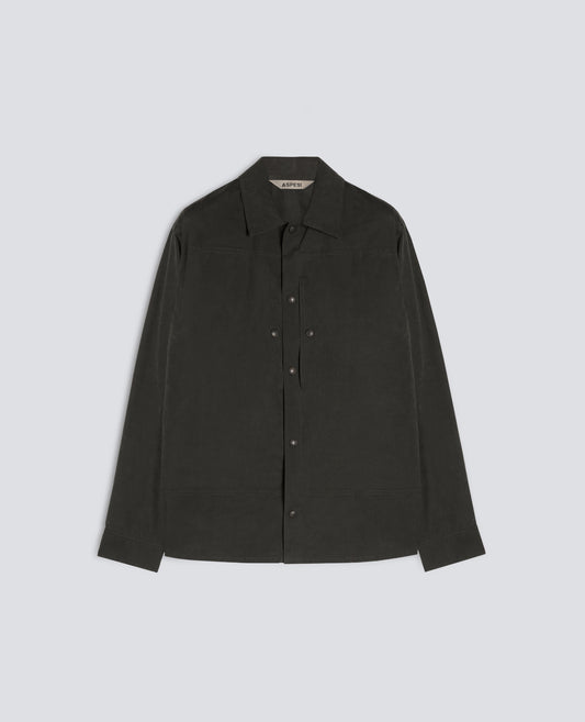 UNLINED DRY WAX CANVAS SHIRT - GREY - ASPESI