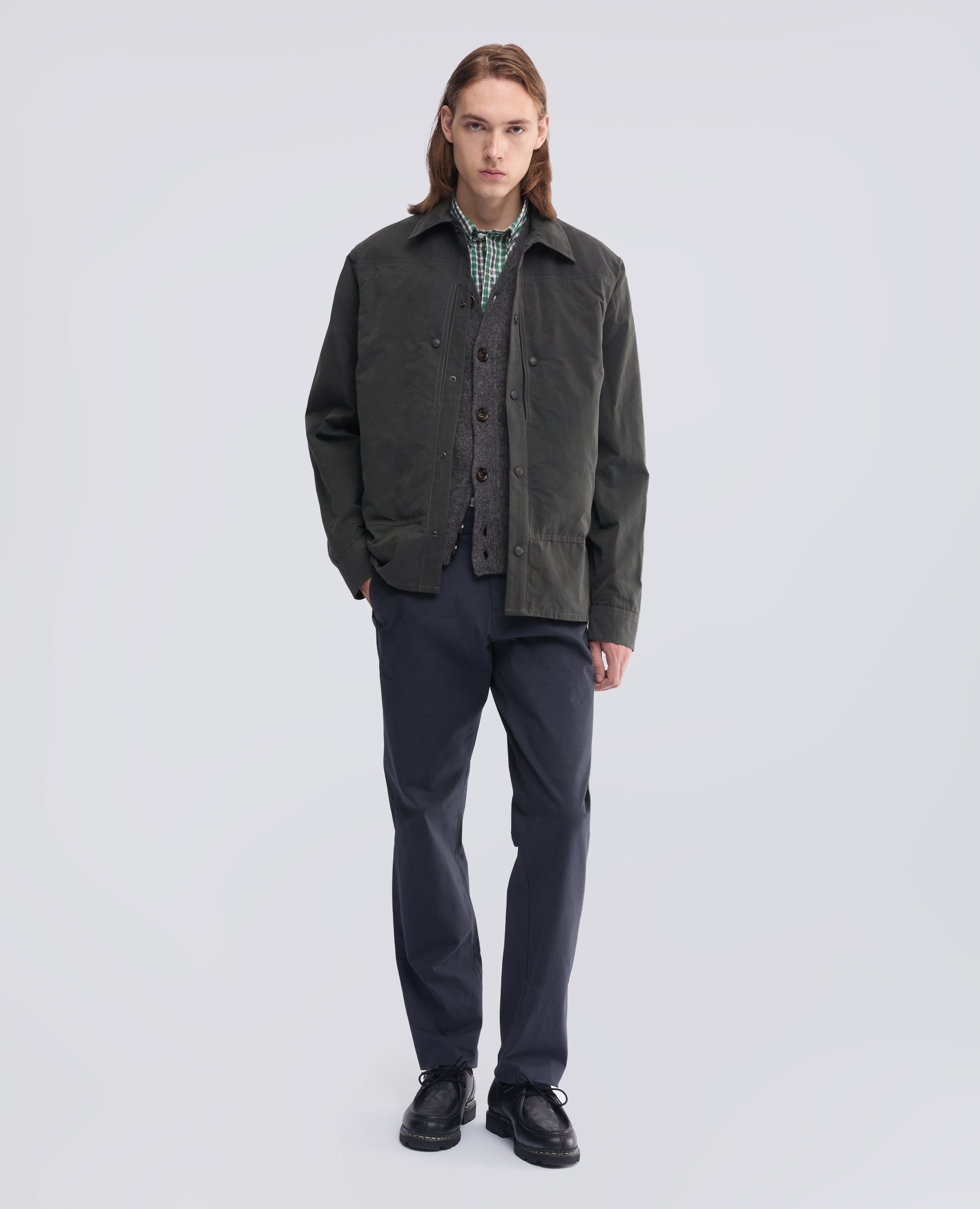 CAMISA SIN FORRO DE LONA DRY WAX - GRIS - ASPESI