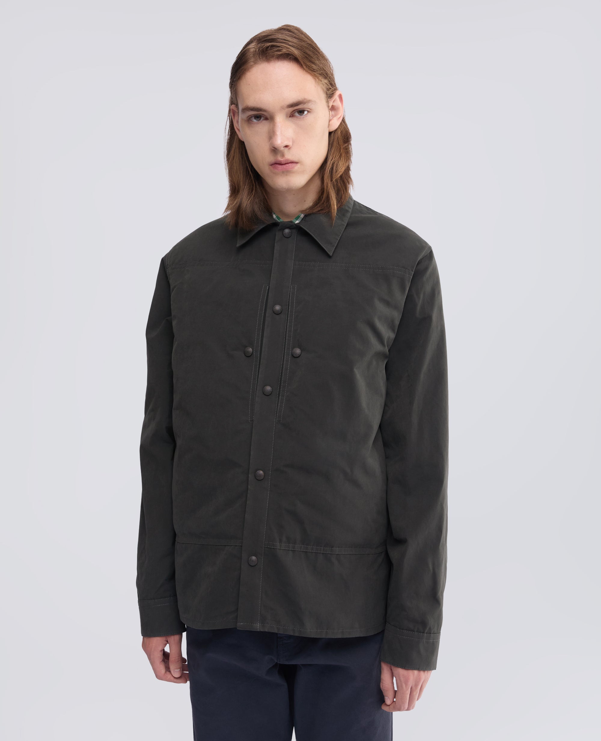 CAMISA SIN FORRO DE LONA DRY WAX - GRIS - ASPESI