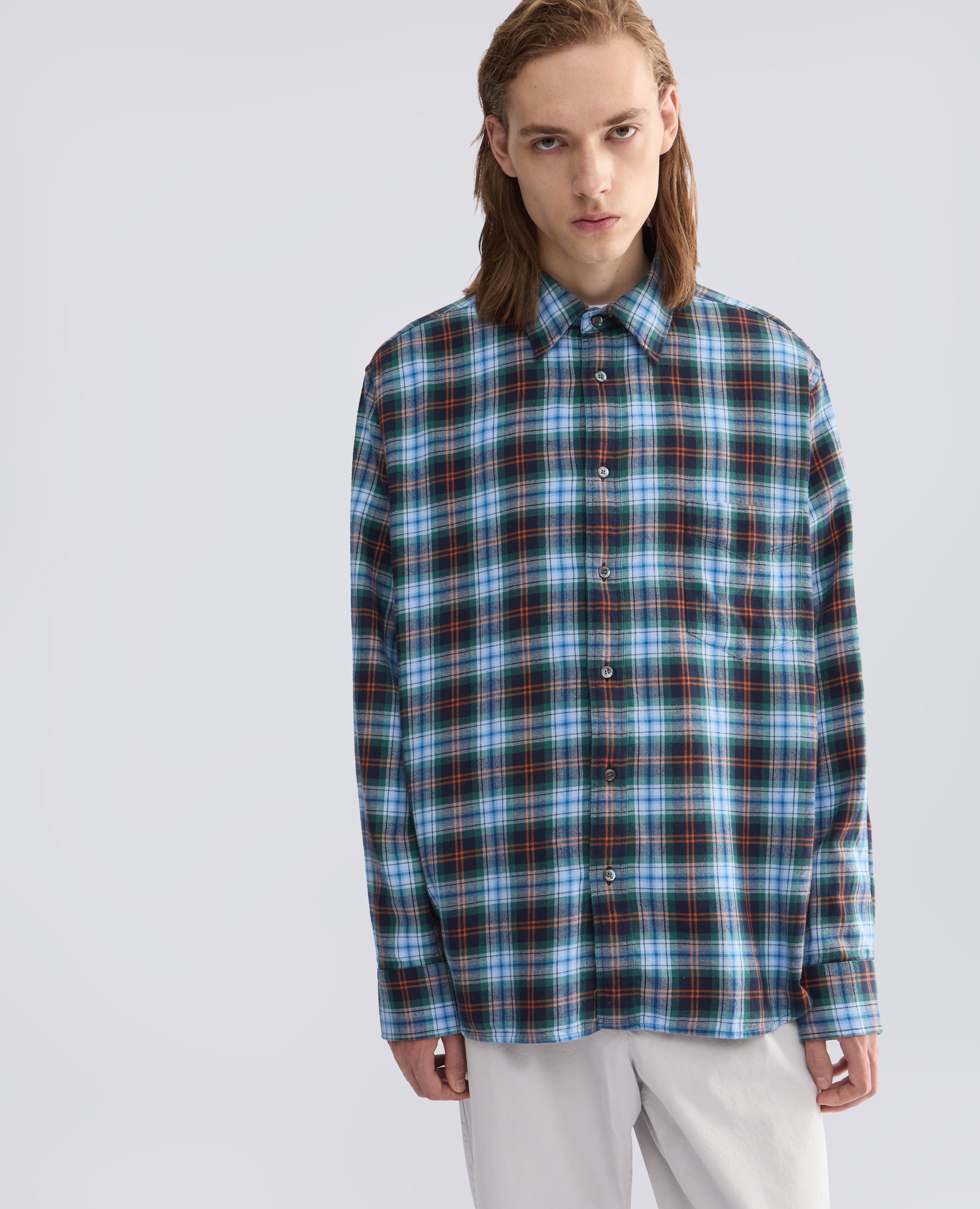 CAMICIA IN FLANELLA DI COTONE - AZZURRO - ASPESI