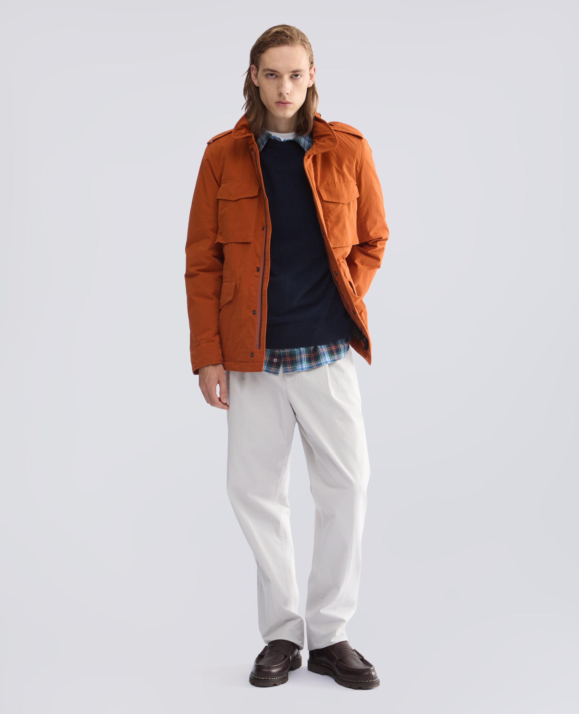 MINI FIELD JACKET IN TELA DRY WAX, IMBOTTITA CON OVATTA THERMORE - ARANCIO - ASPESI