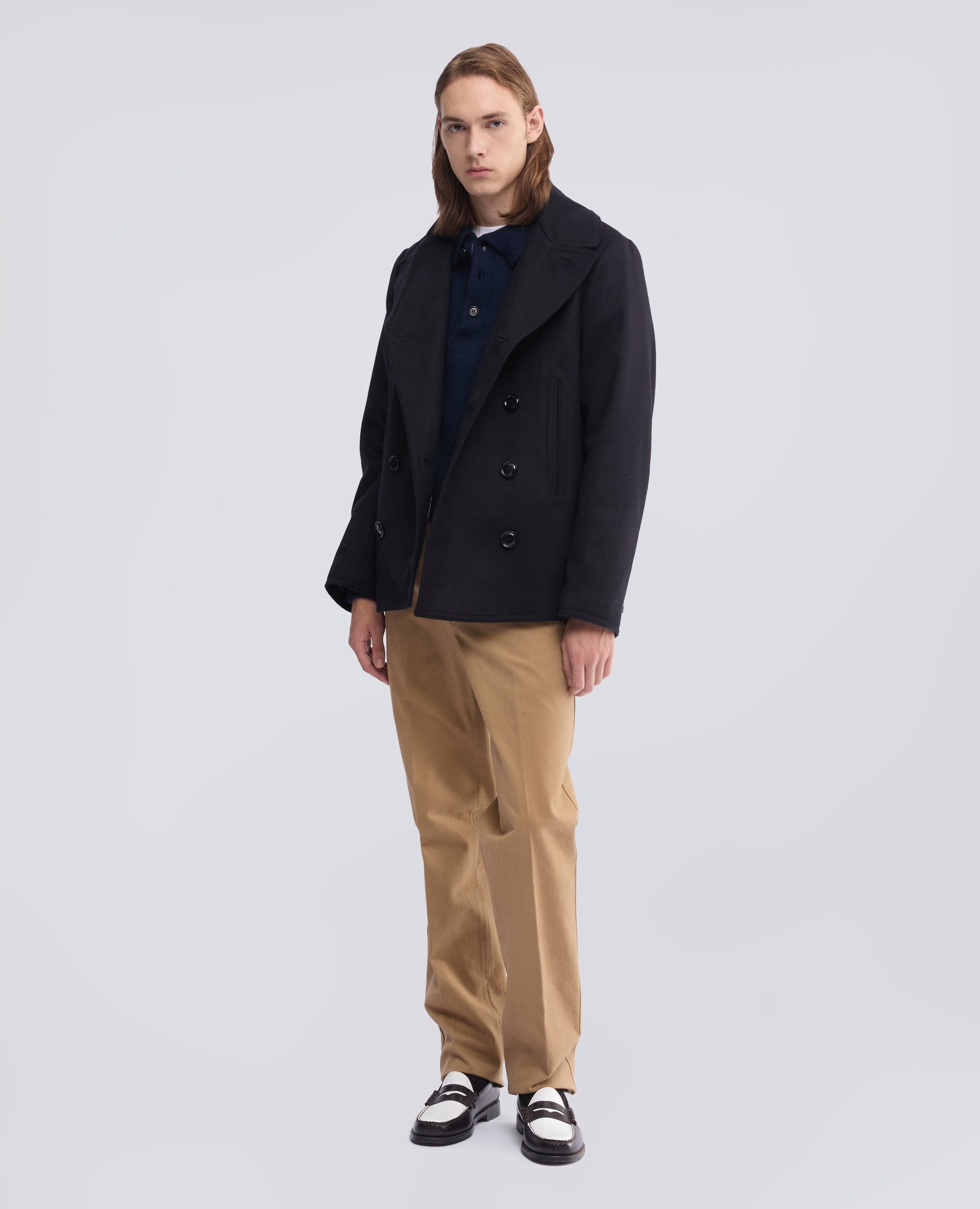 CABAN EN LODEN DE LAINE ET ALPAGA MATELASSE AVEC THERMORE - BLEU - ASPESI