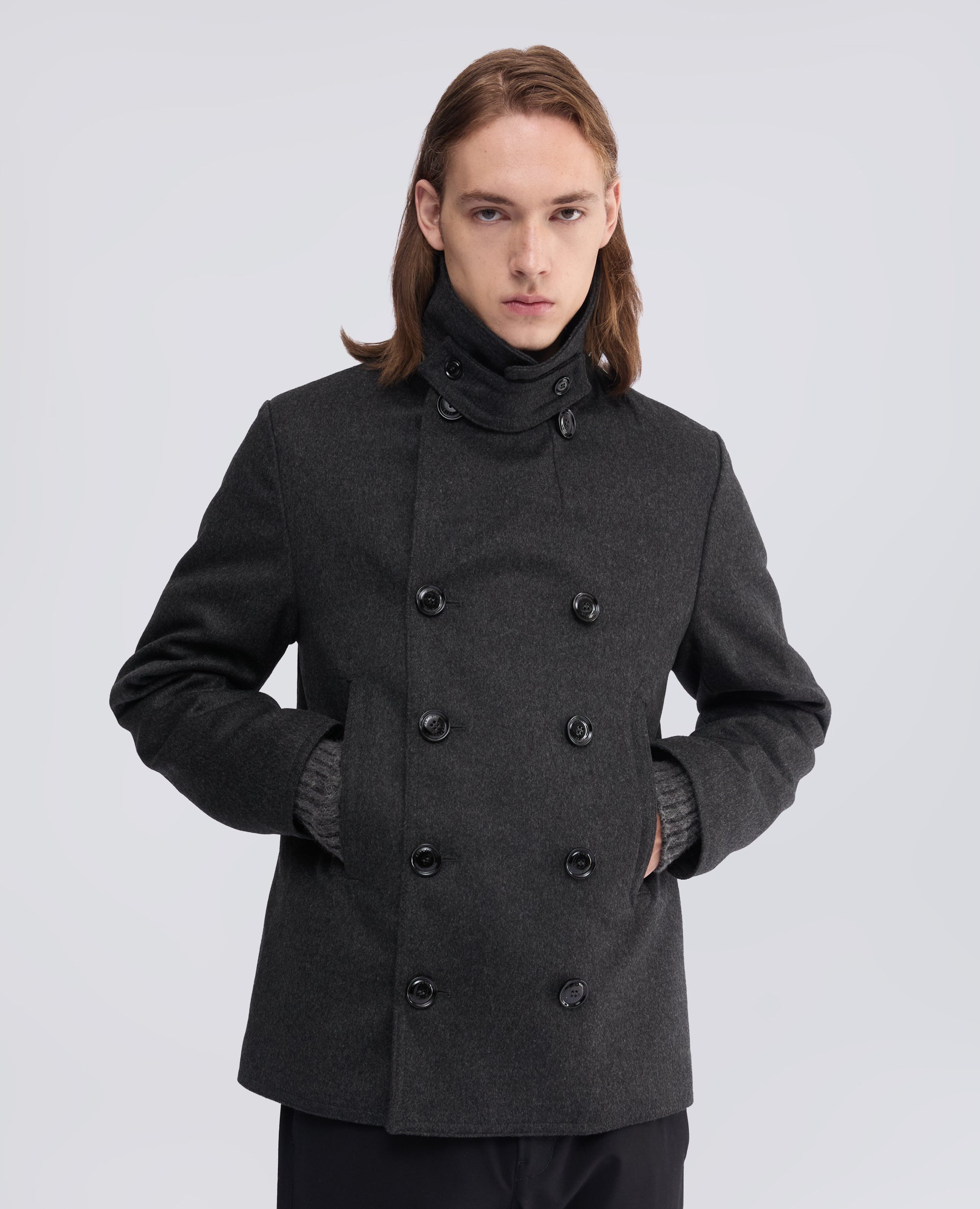 CHAQUETON EN LODEN DE LANA Y ALPACA ACOLCHADO CON THERMORE - GRIS - ASPESI