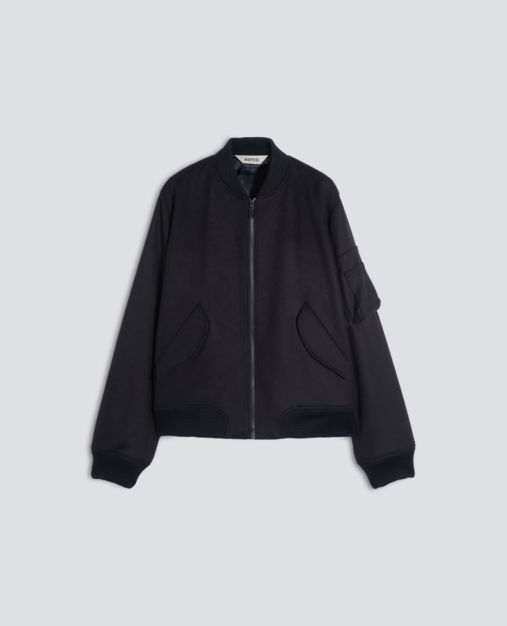 GIUBBOTTO-BOMBER IN LANA E ALPACA CON OVATTA THERMORE® - BLU - ASPESI