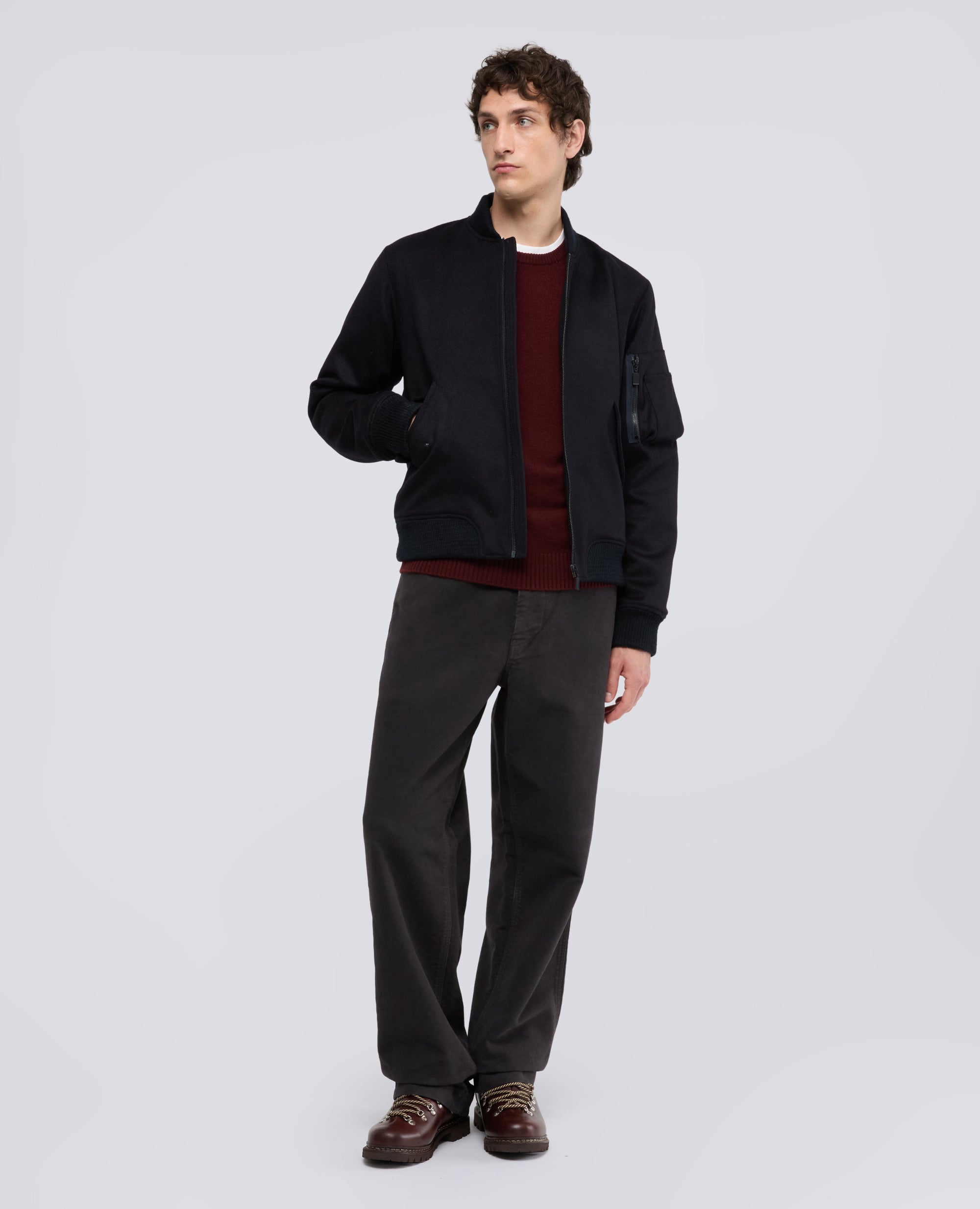GIUBBOTTO-BOMBER IN LANA E ALPACA CON OVATTA THERMORE® - BLU - ASPESI