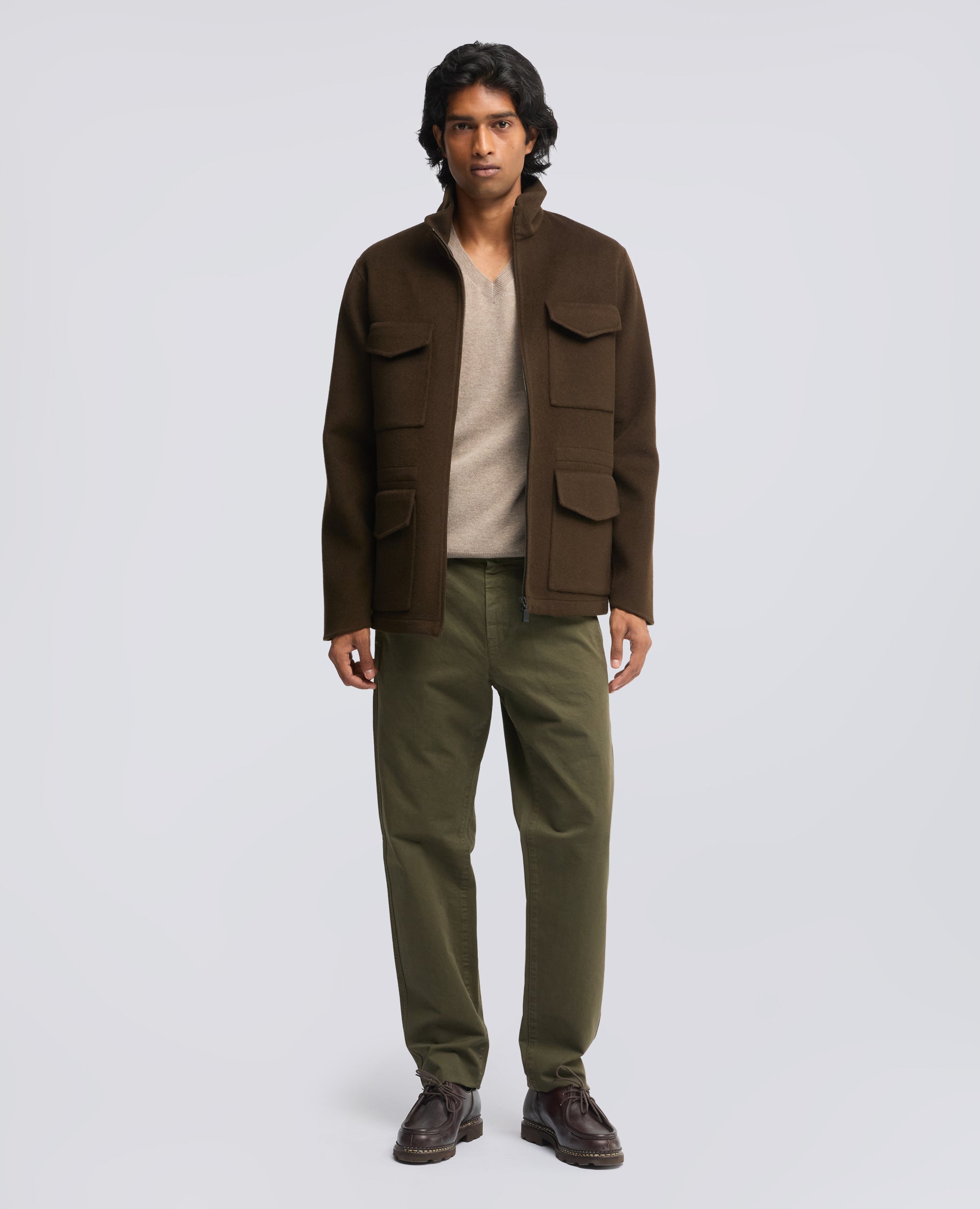 FIELD JACKET IN DOUBLE DI LANA - MARRONE - ASPESI