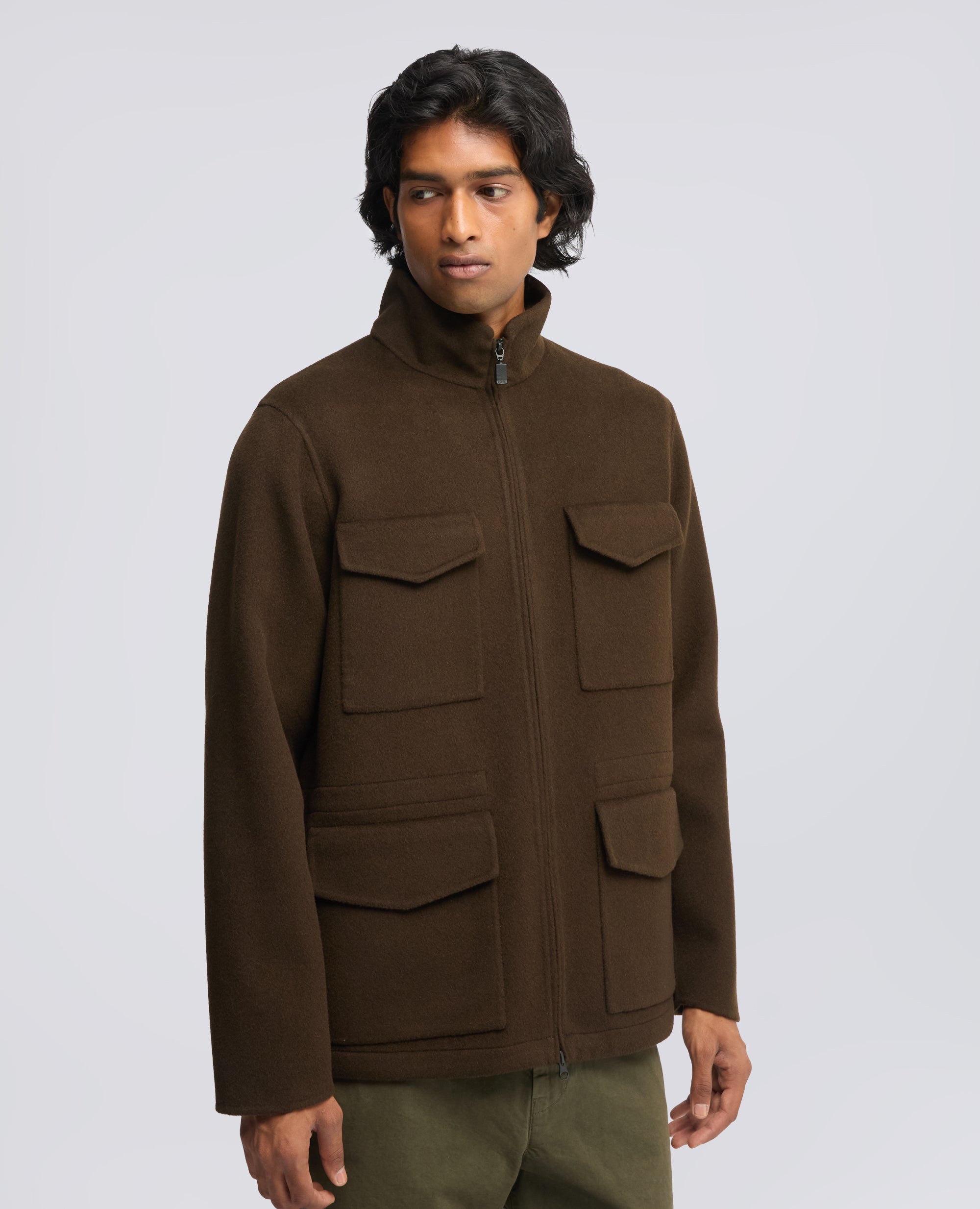 FIELD JACKET IN DOUBLE DI LANA - MARRONE - ASPESI