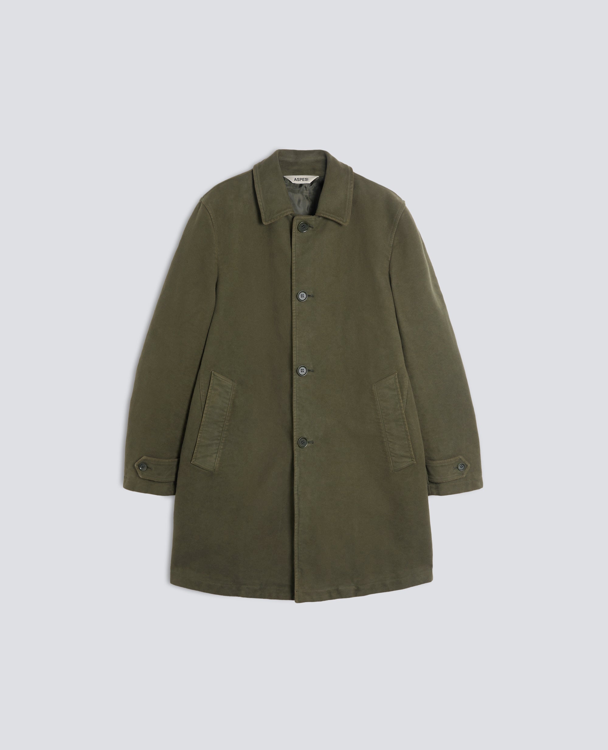 PERFETTO-MANTEL AUS BAUMWOLL-BARCHENT, STUCKGEFARBT - VERDE - ASPESI