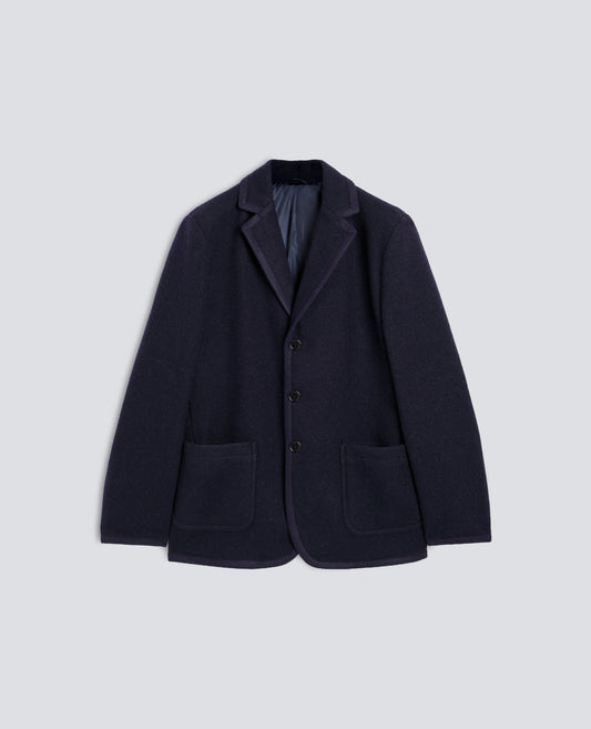 BLAZER IN SHETLAND DI PURA LANA VERGINE - NAVY