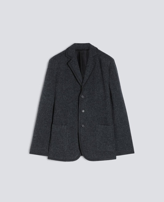 BLAZER IN SHETLAND DI PURA LANA VERGINE - CHARCOAL