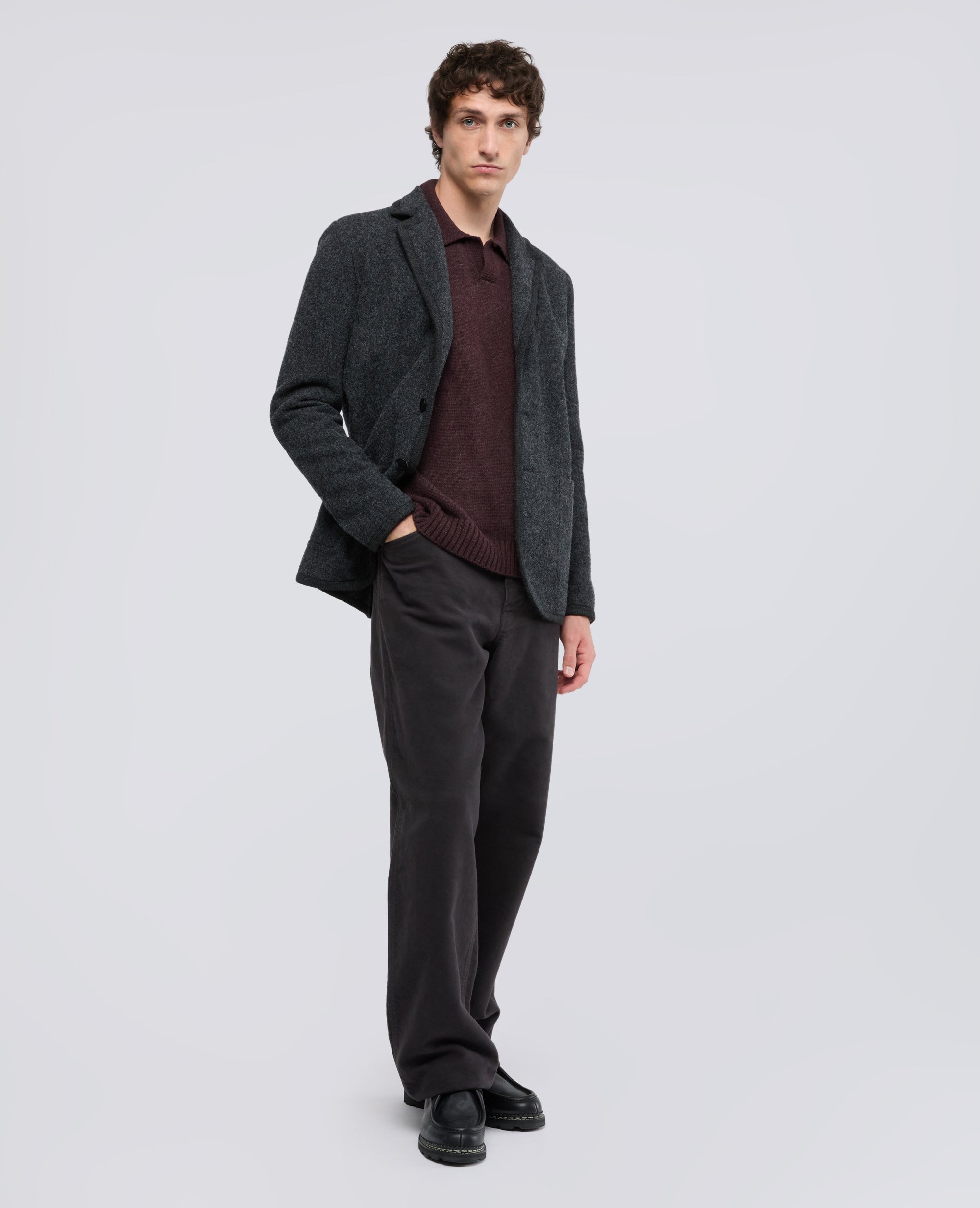 BLAZER IN SHETLAND DI PURA LANA VERGINE - CHARCOAL - ASPESI