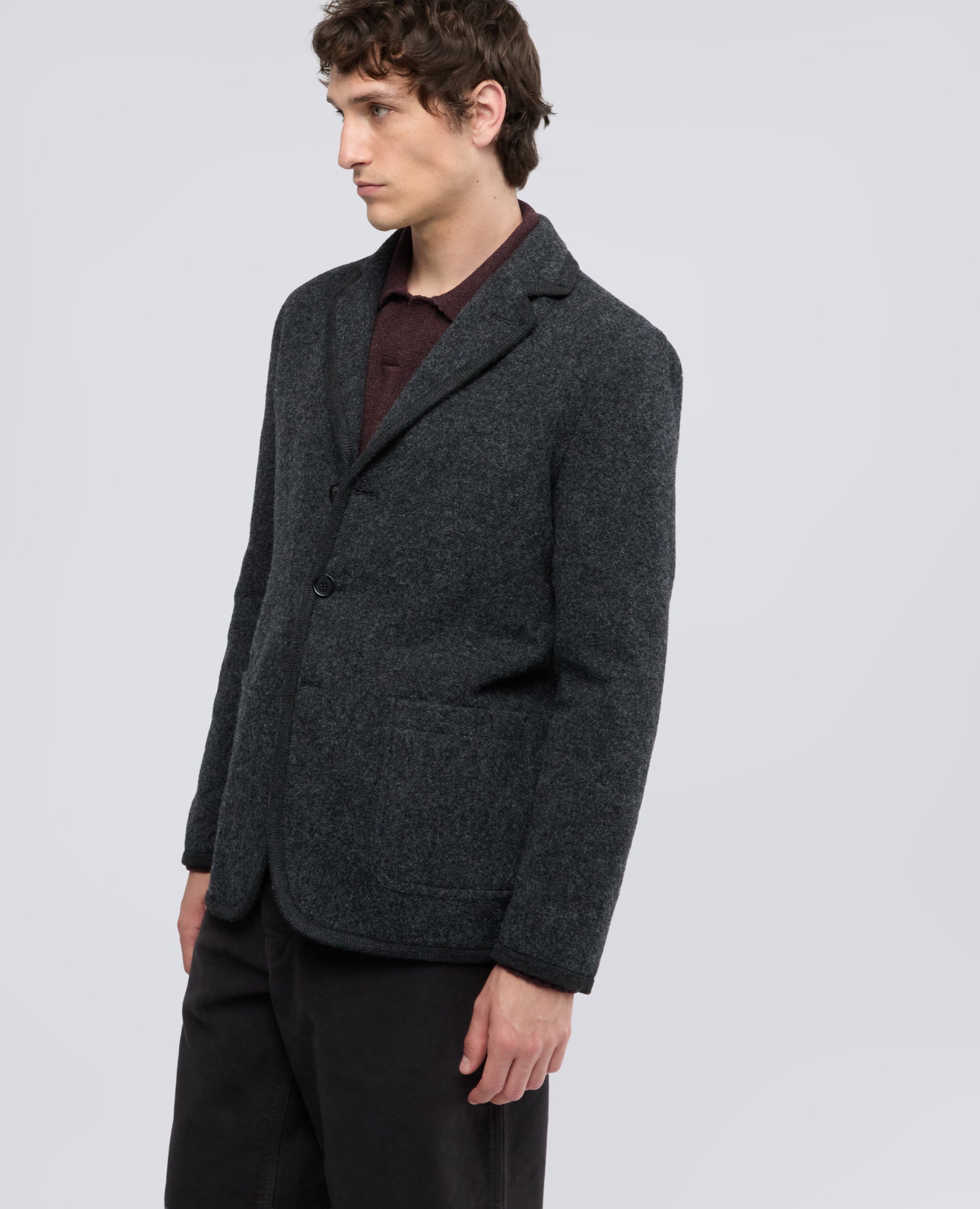 BLAZER IN SHETLAND DI PURA LANA VERGINE - CHARCOAL - ASPESI