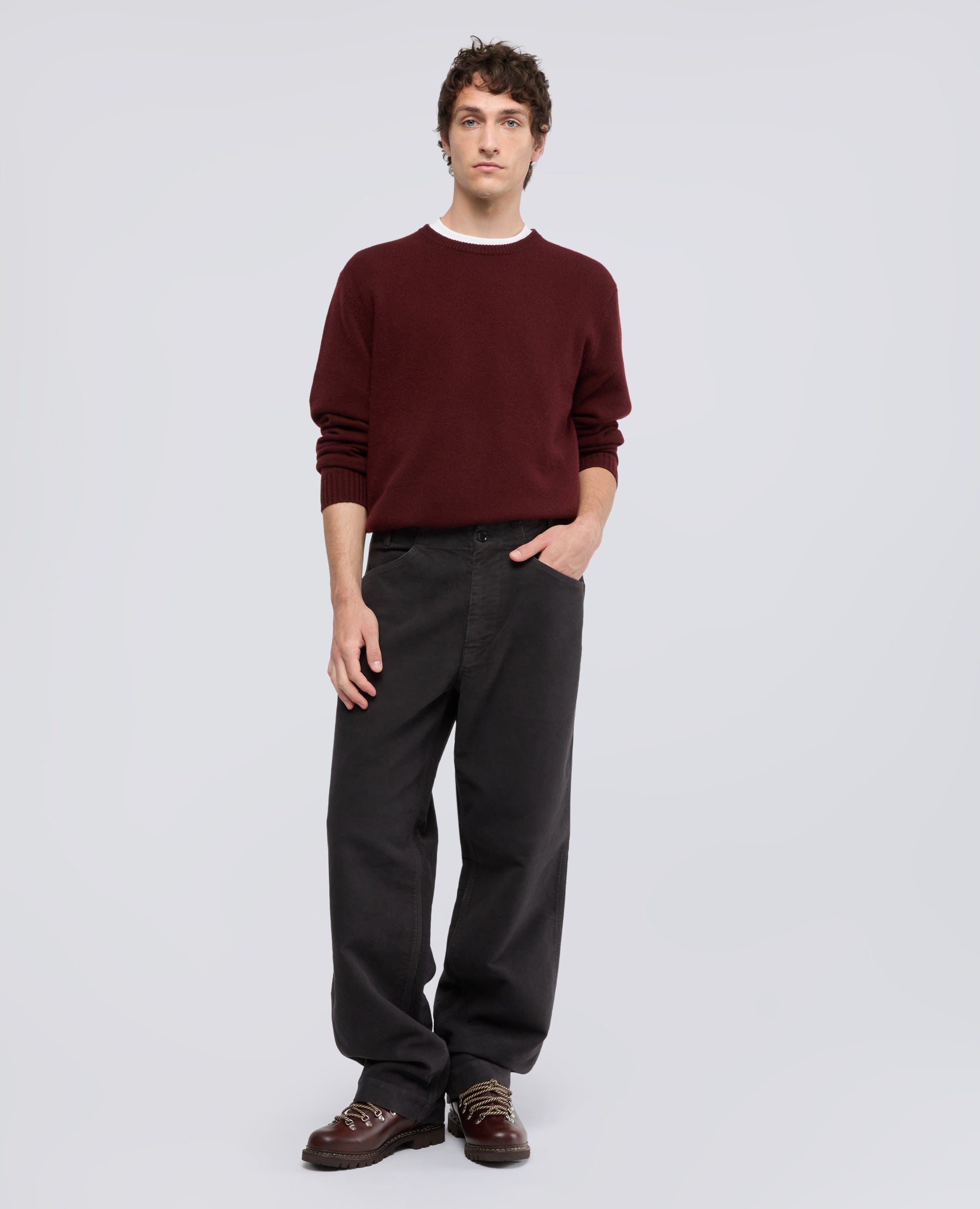 PANTALON EN FUSTAN DE ALGODON TENIDO EN PRENDA - MARRONE - ASPESI