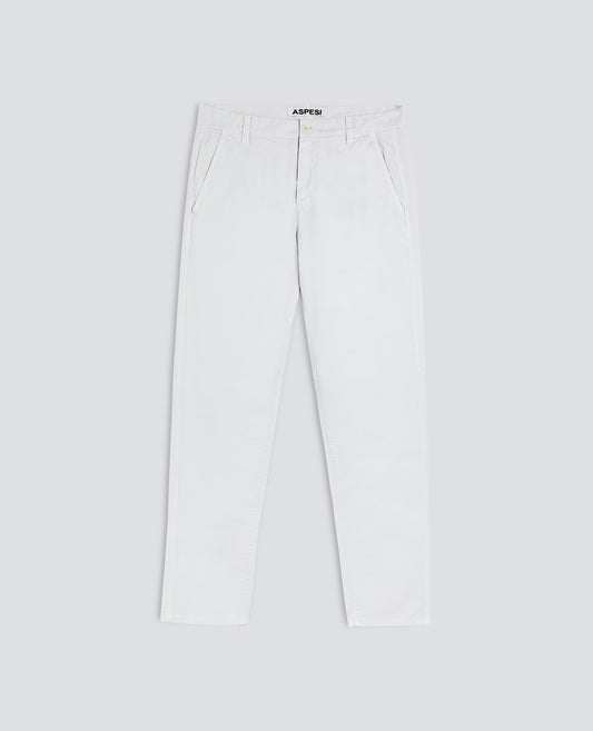 PANTALONE CHINO IN GABARDINA DI COTONE TINTO CAPO - PERLA