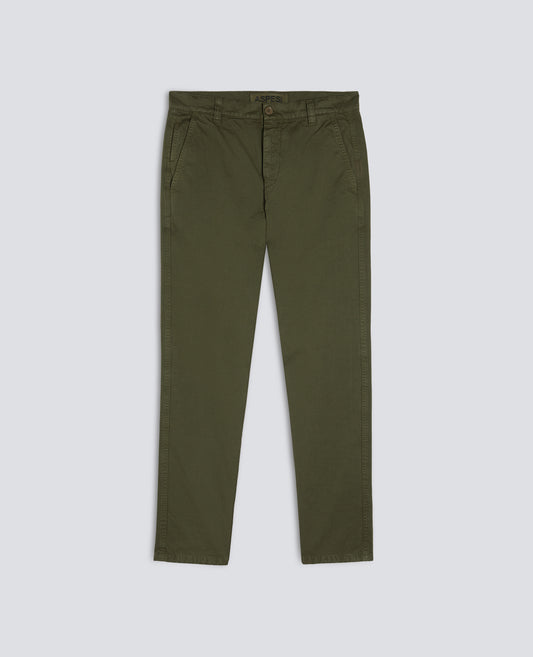 PANTALONE CHINO IN GABARDINA DI COTONE TINTO CAPO - MILITAR
