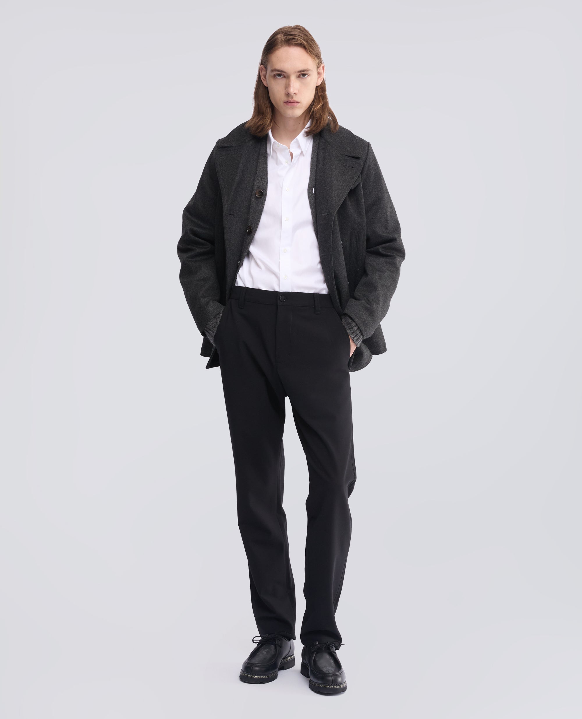 CHINO-HOSE AUS TECNOLANA-FLANELL COMFORT - SCHWARZ - ASPESI