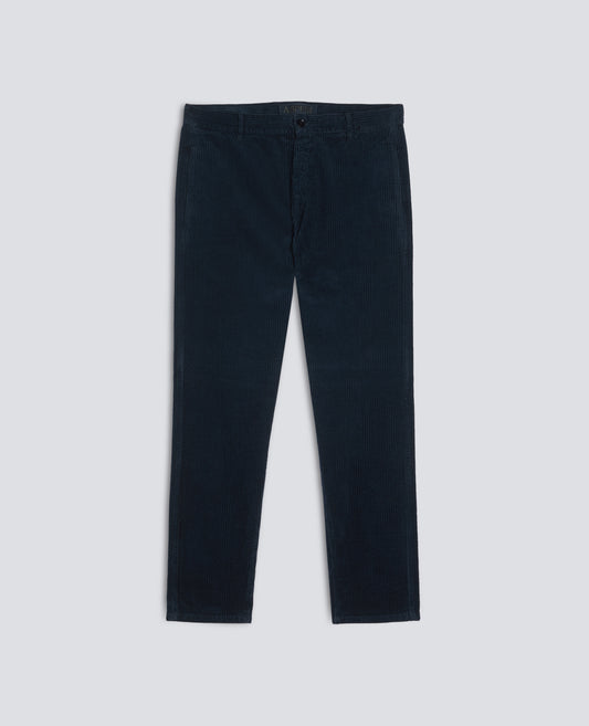 PANTALONE CHINO IN VELLUTO DI COTONE 500 RIGHE, TINTO CAPO - NAVY