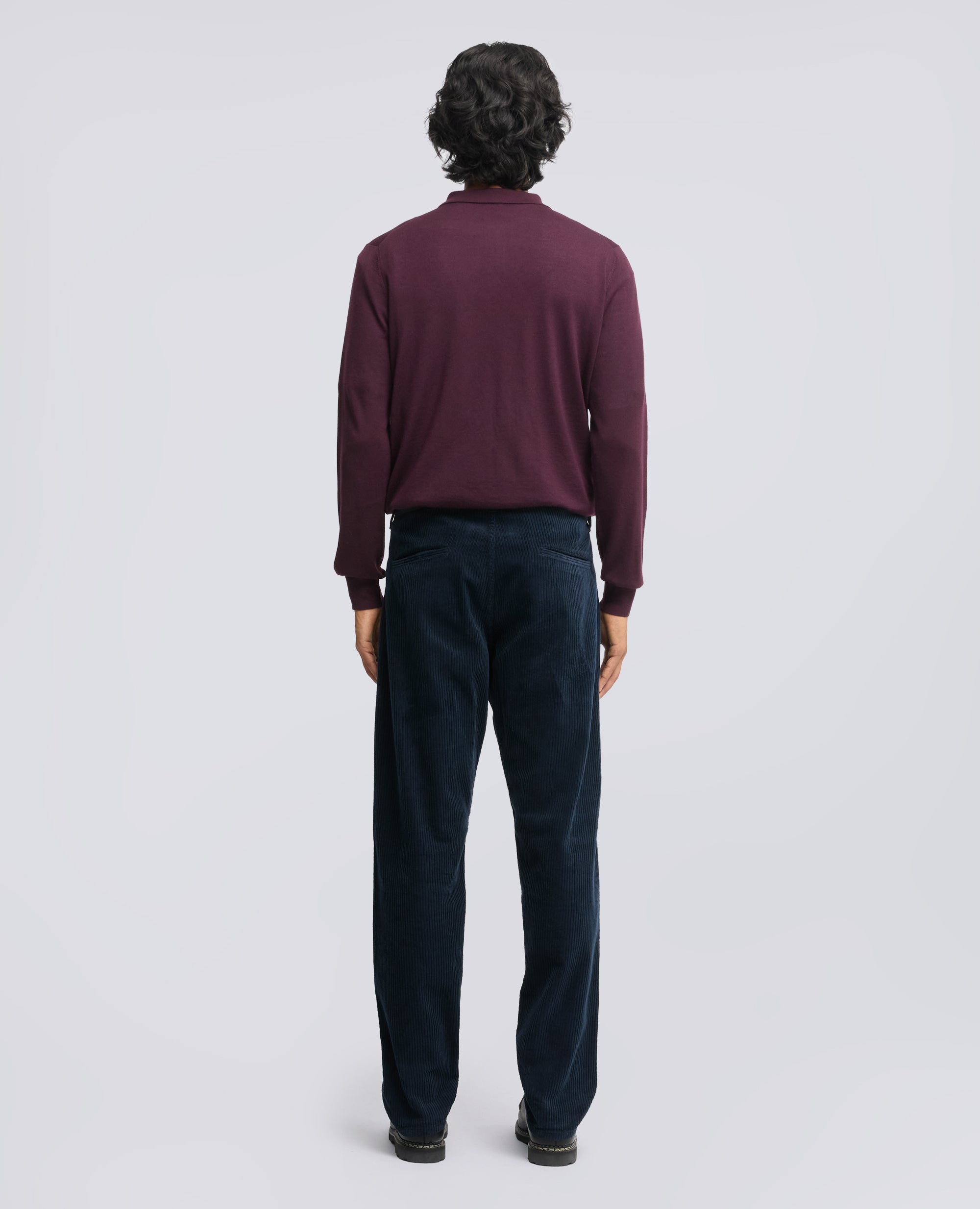 PANTALONE CHINO IN VELLUTO DI COTONE 500 RIGHE, TINTO CAPO - NAVY - ASPESI