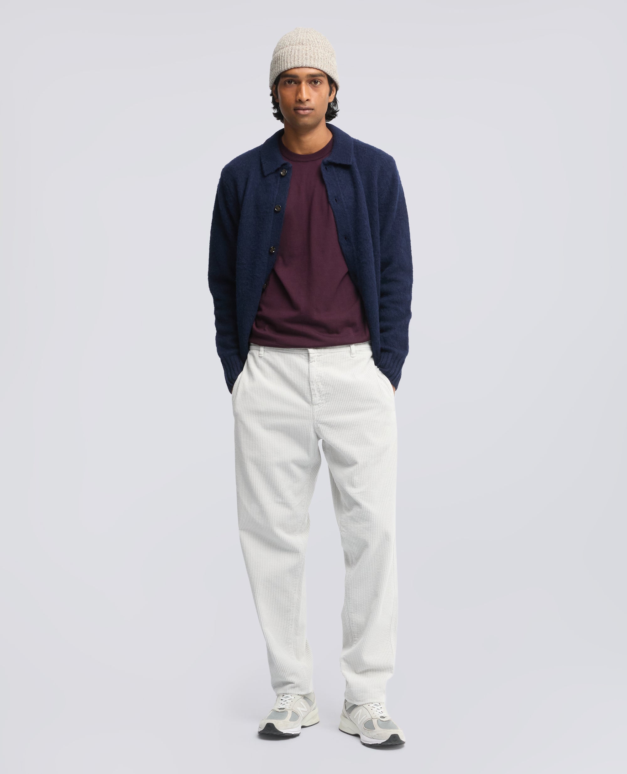 PANTALONE CHINO IN VELLUTO DI COTONE 500 RIGHE, TINTO CAPO - PERLA - ASPESI