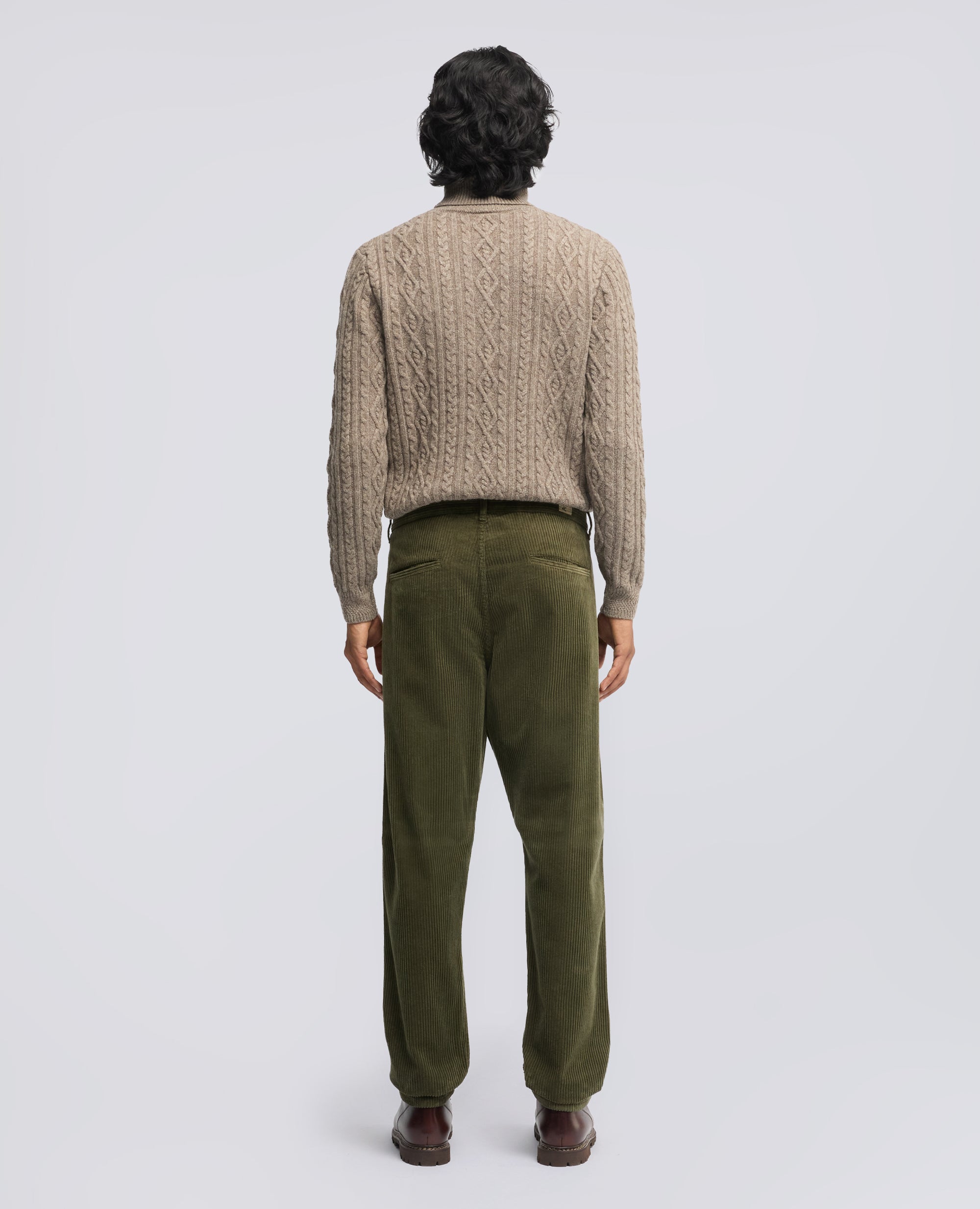 PANTALONE CHINO IN VELLUTO DI COTONE 500 RIGHE, TINTO CAPO - MILITARE - ASPESI