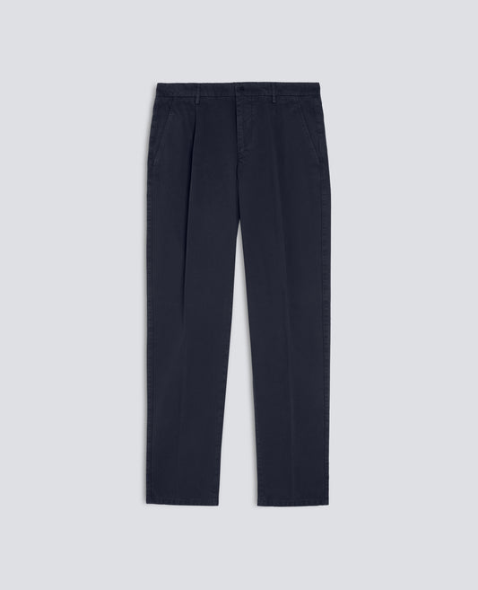 PANTALONE MONO PINCE IN GABARDINA DI COTONE TINTO CAPO - BLU - ASPESI