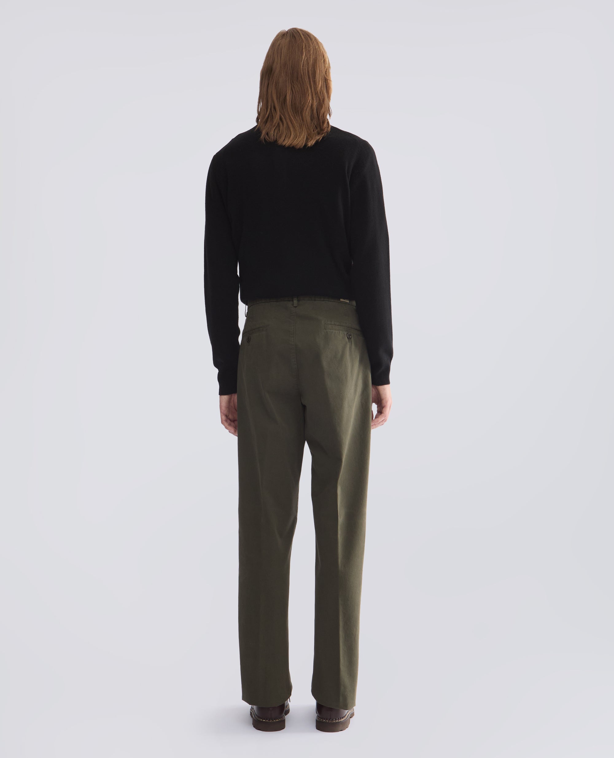 PANTALONE MONO PINCE IN GABARDINA DI COTONE TINTO CAPO - VERDE - ASPESI