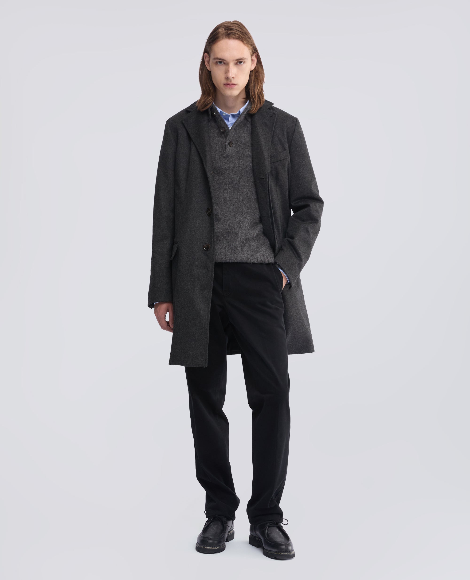 PANTALONE IN GABARDINA DI COTONE SMERIGLIATA, TINTO CAPO - NERO - ASPESI