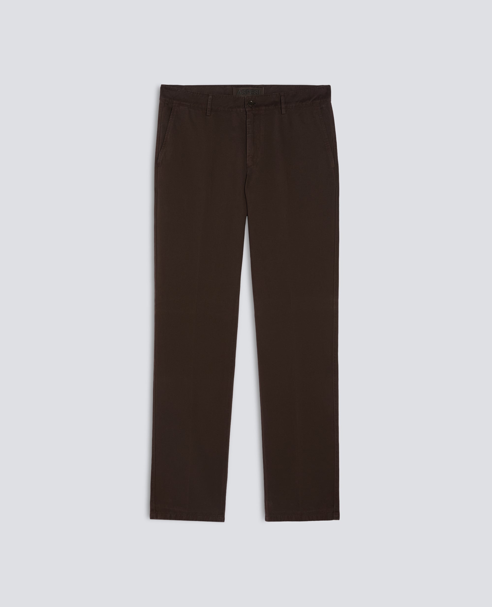 PANTALON EN GABARDINA DE ALGODON ESMERILADA, TENIDO EN PRENDA - MARRON - ASPESI