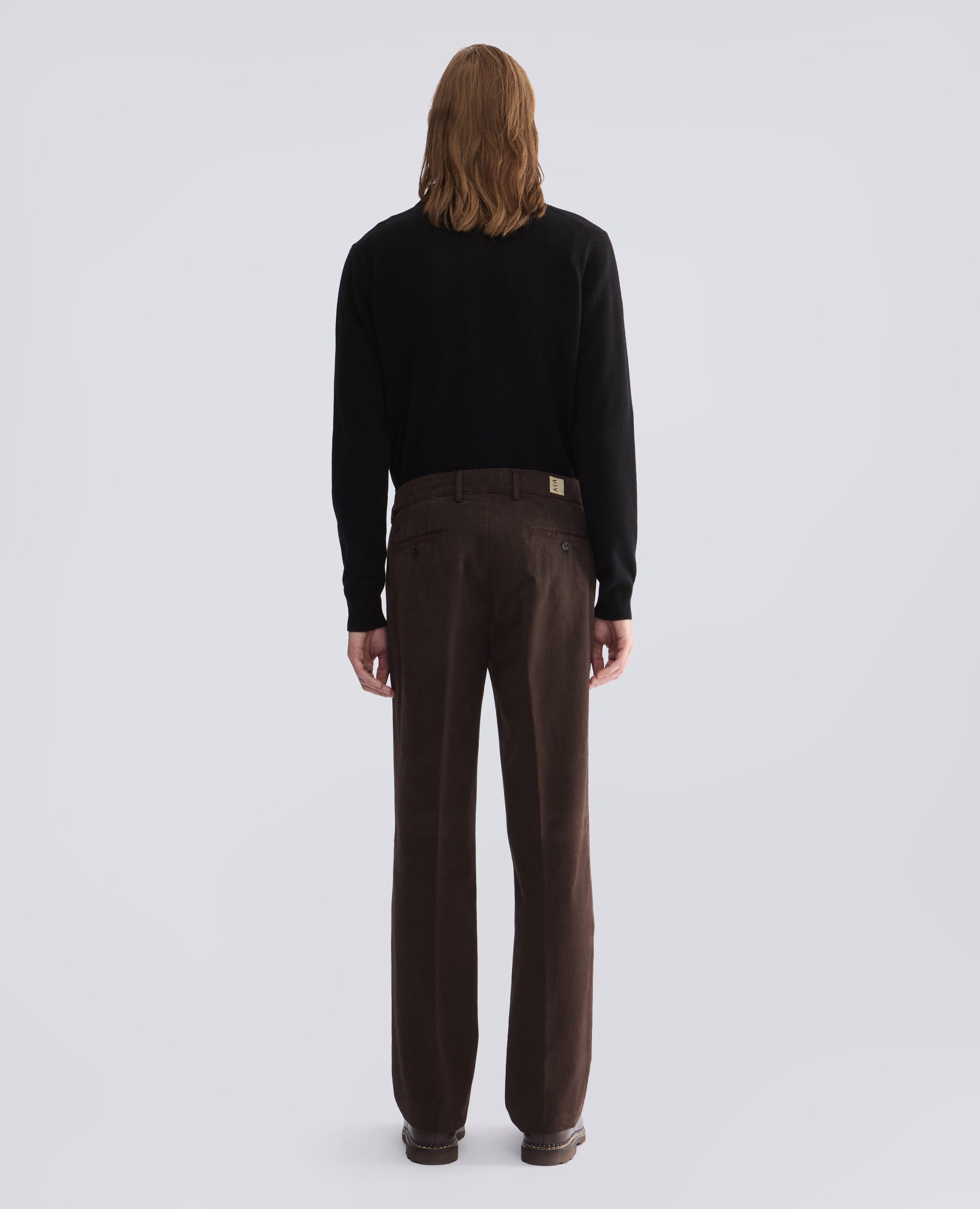 PANTALON EN GABARDINA DE ALGODON ESMERILADA, TENIDO EN PRENDA - MARRON - ASPESI