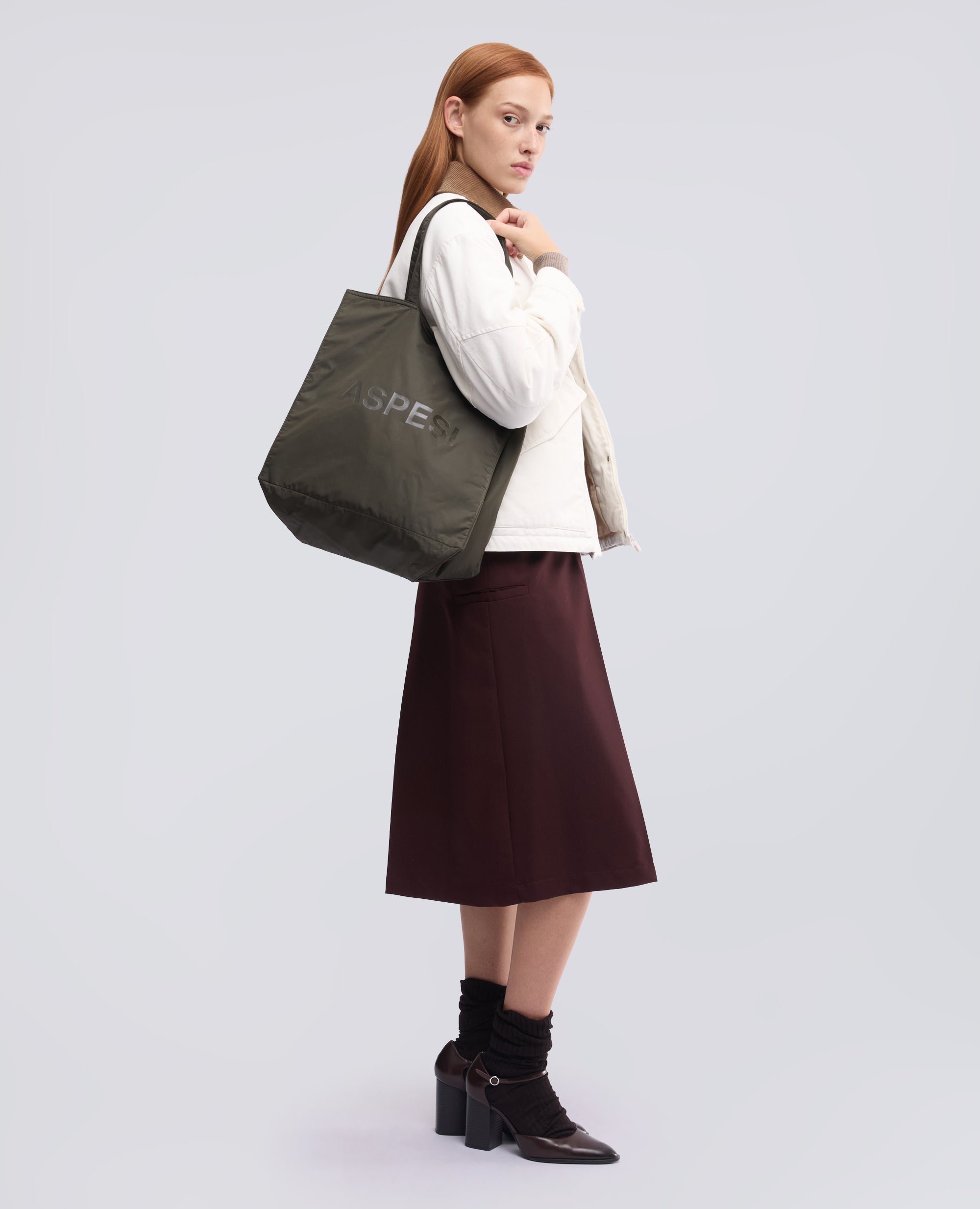 BORSA SHOPPING IN NYLON RICICLATO WR - VERDE - ASPESI