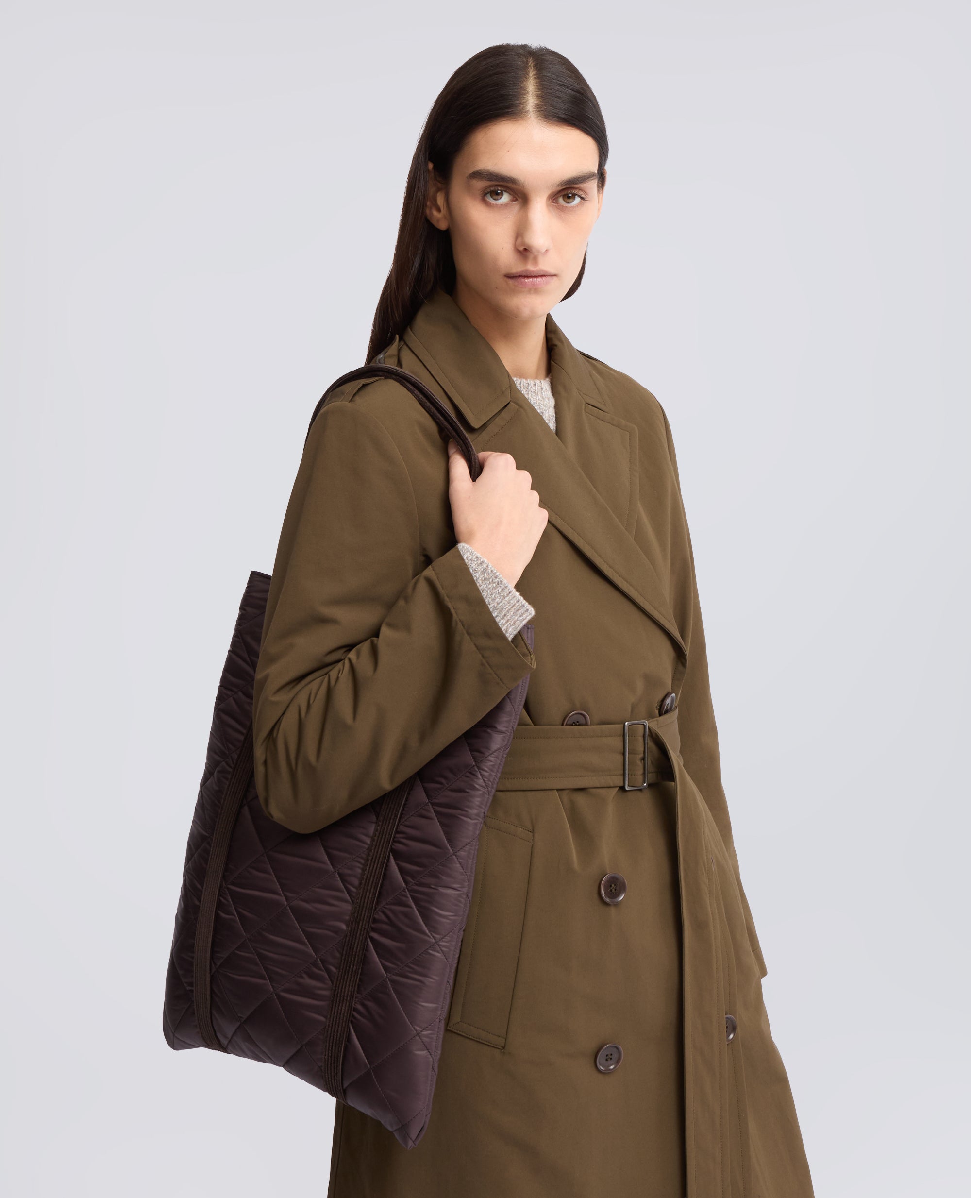 GESTEPPTE TASCHE AUS NYLON - BRAUN - ASPESI