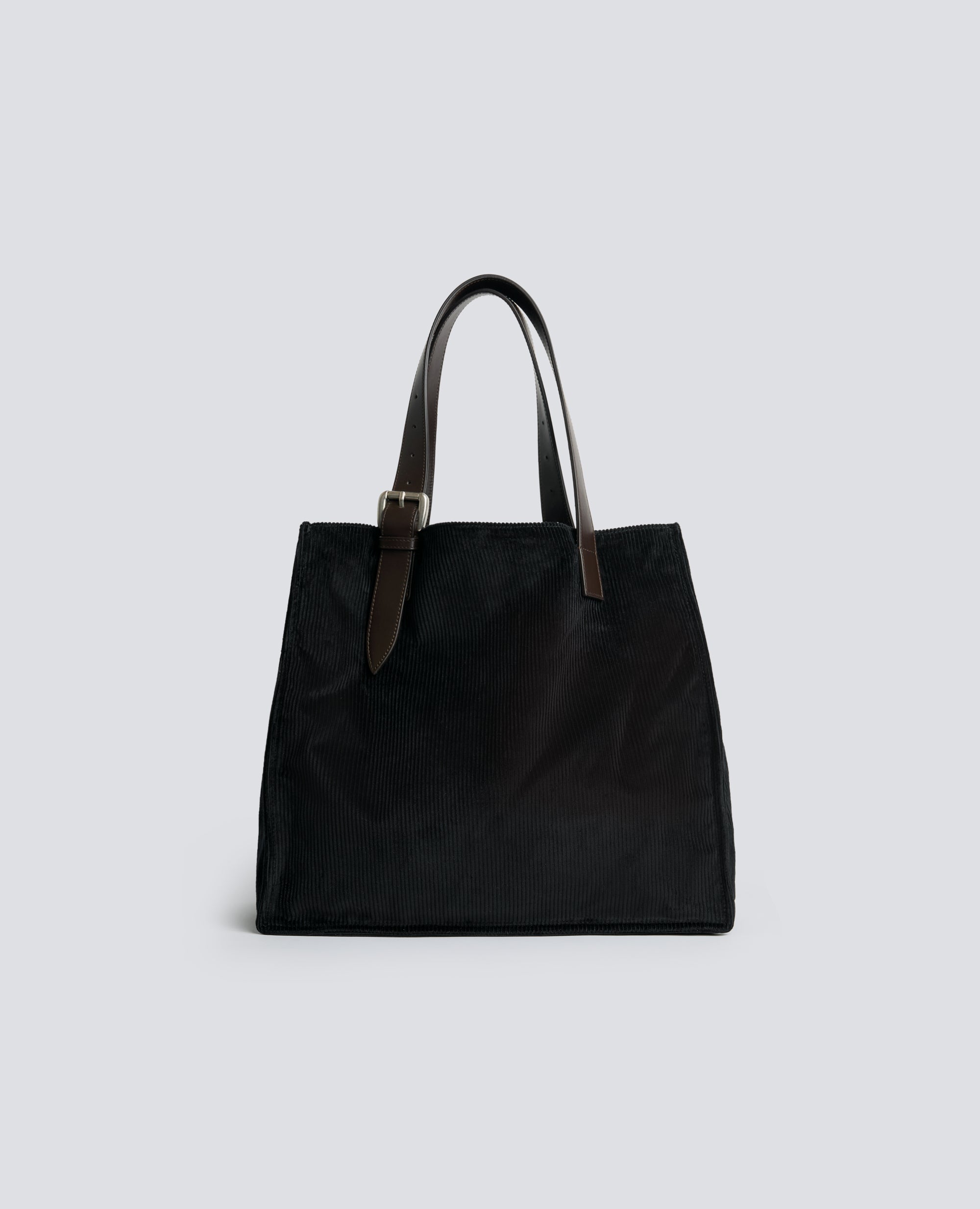 BORSA IN VELLUTO DI COTONE A COSTE - NERO - ASPESI