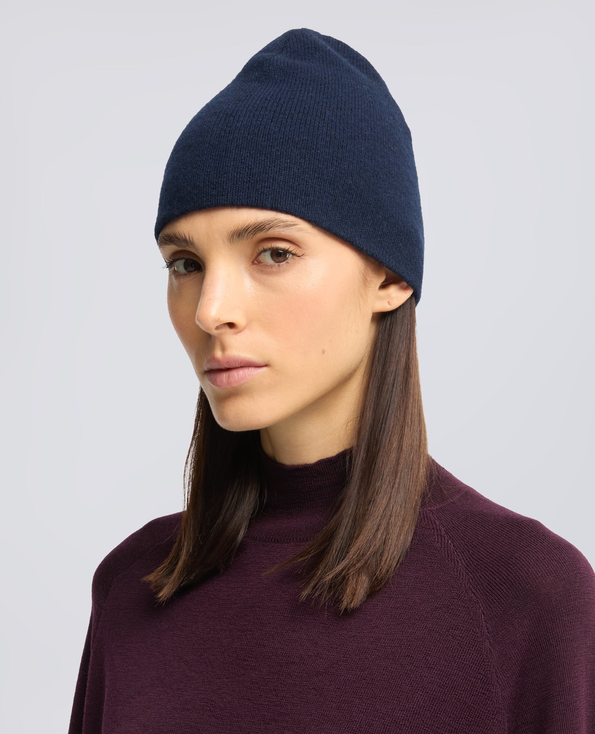 CAPPELLO IN LANA, YAK E CASHMERE - NAVY - ASPESI
