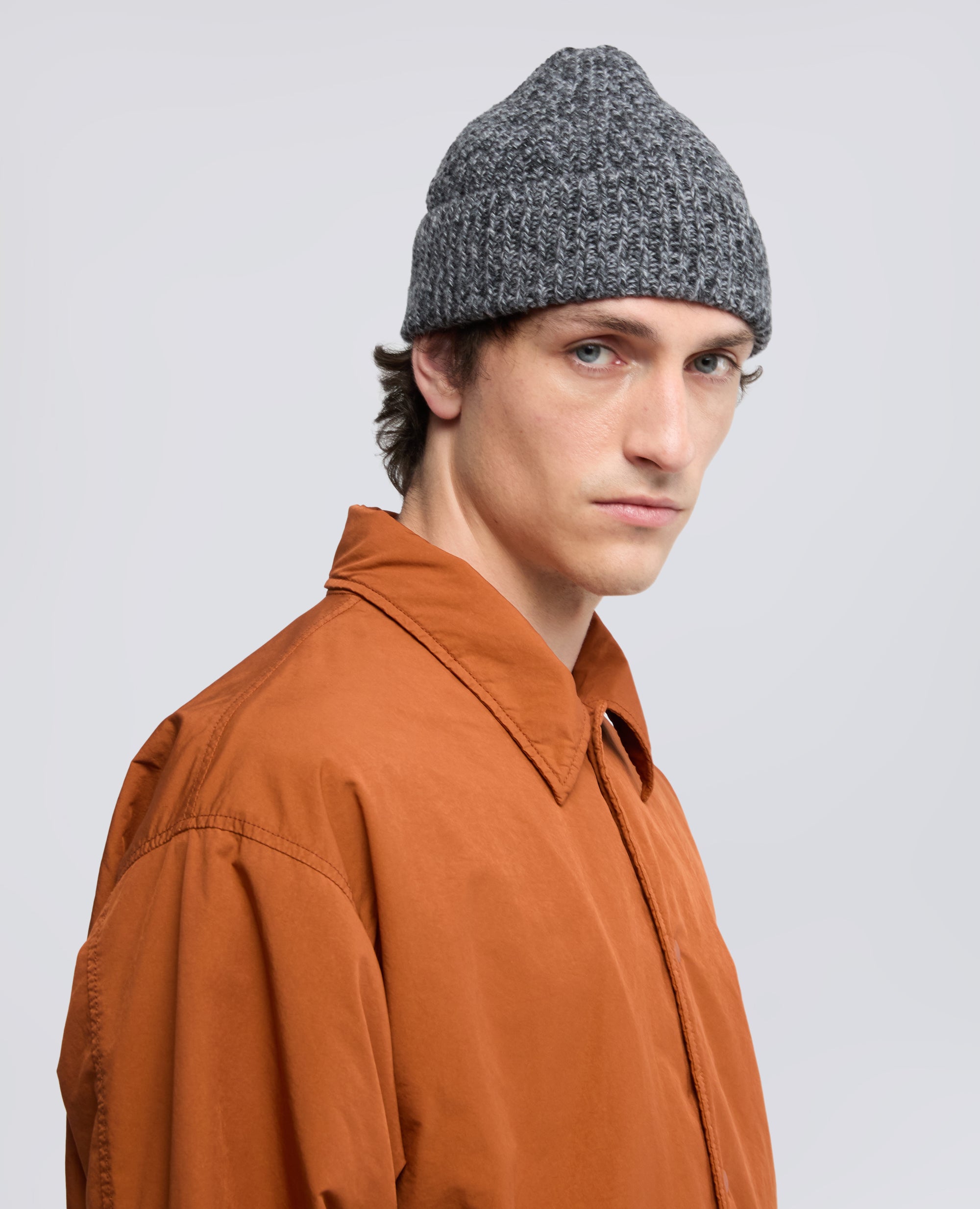 CAPPELLO IN LANA A COSTE - GRIS - ASPESI