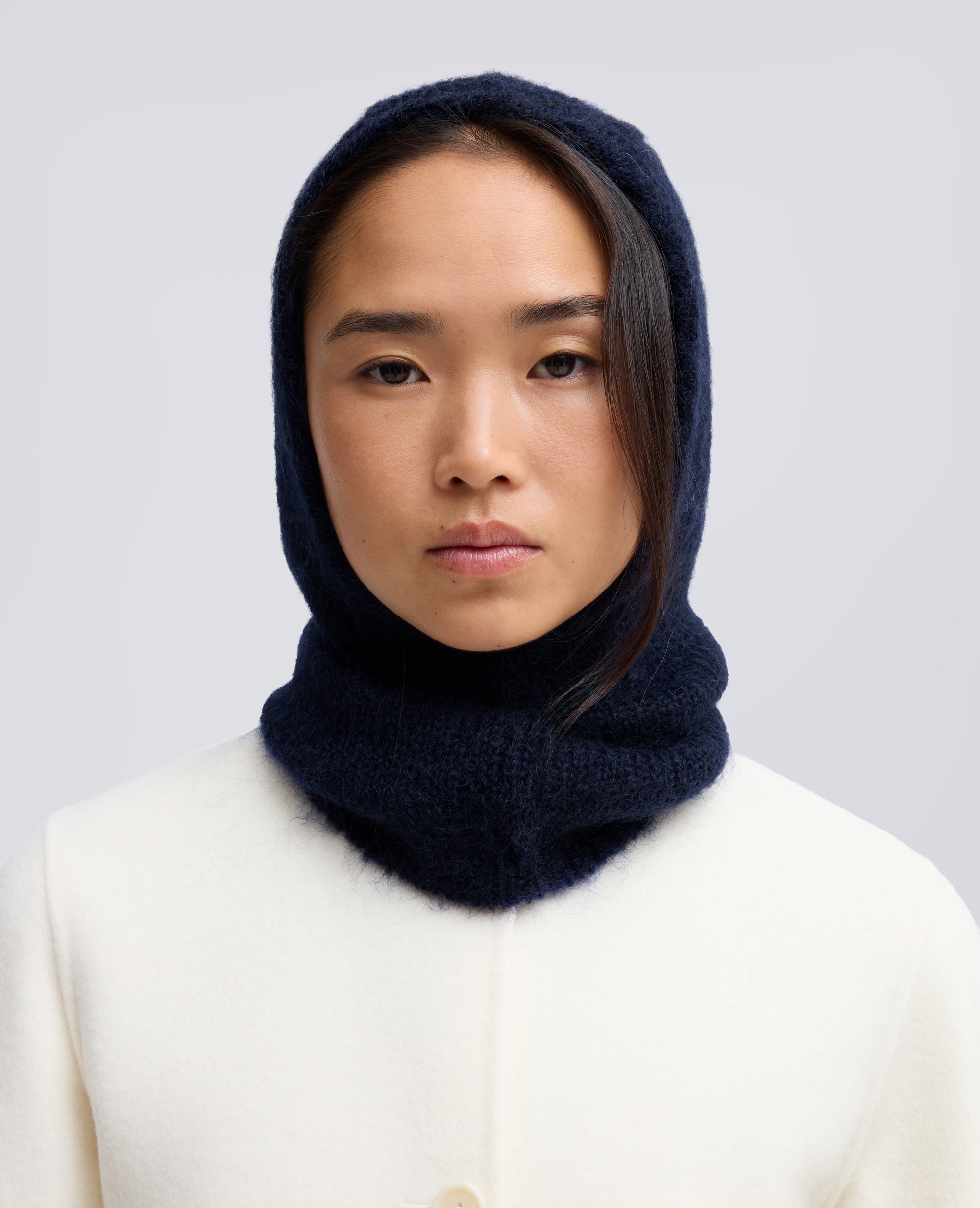 BALACLAVA IN MAGLIA DI MOHAIR E LANA - BLU - ASPESI
