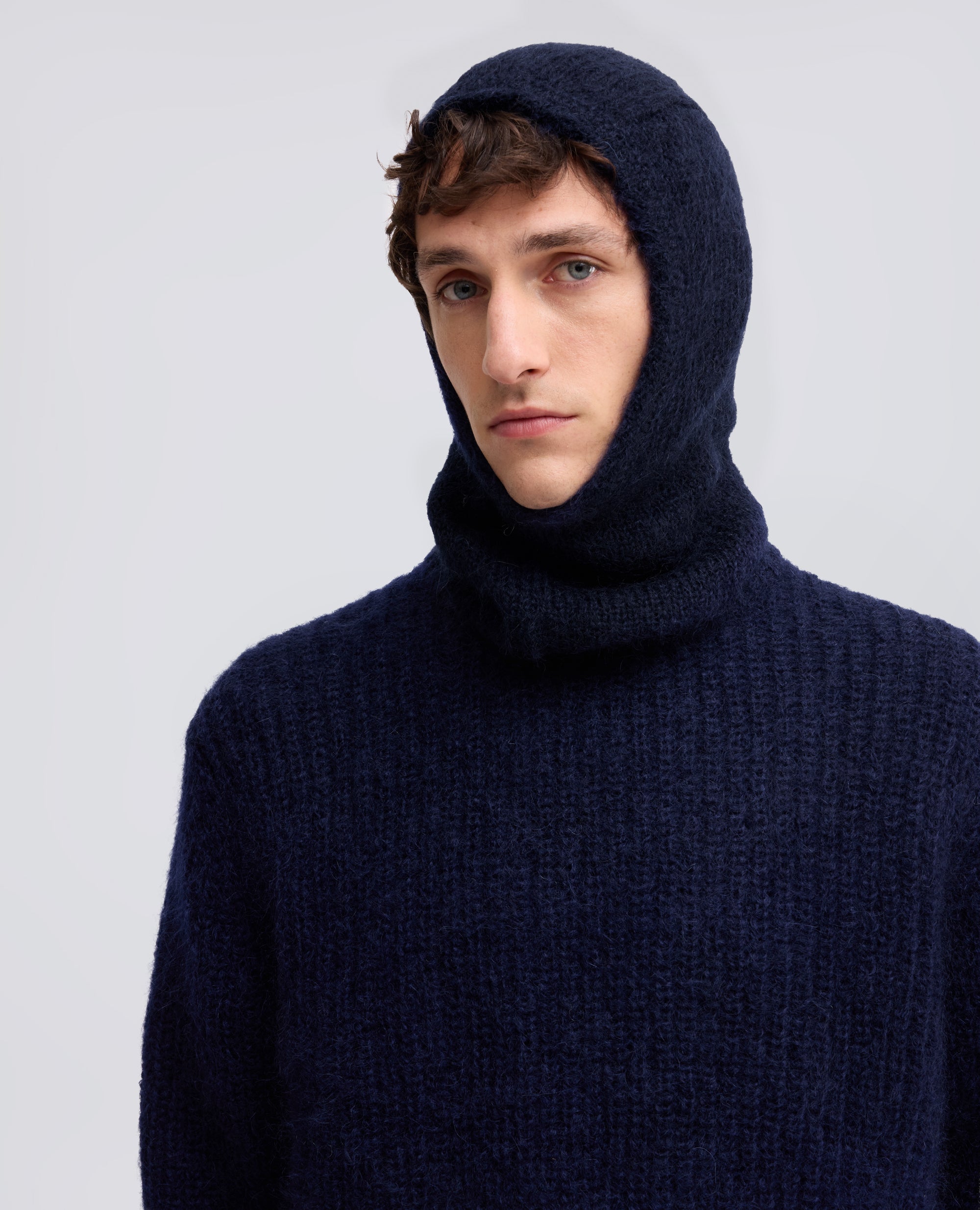 BALACLAVA IN MAGLIA DI MOHAIR E LANA - BLU - ASPESI