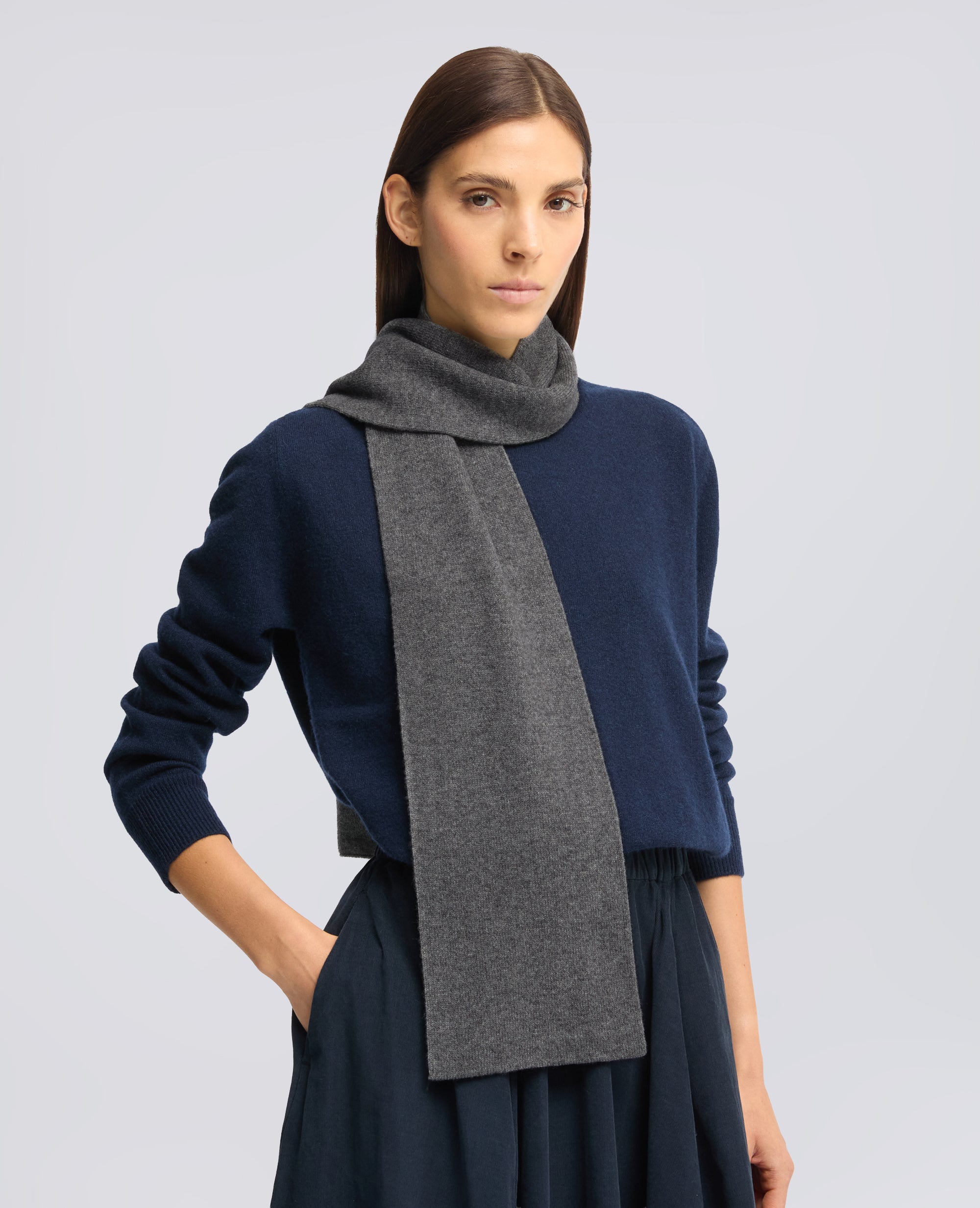 SCIARPA IN MISTO LANA, YAK E CASHMERE - GREY - ASPESI