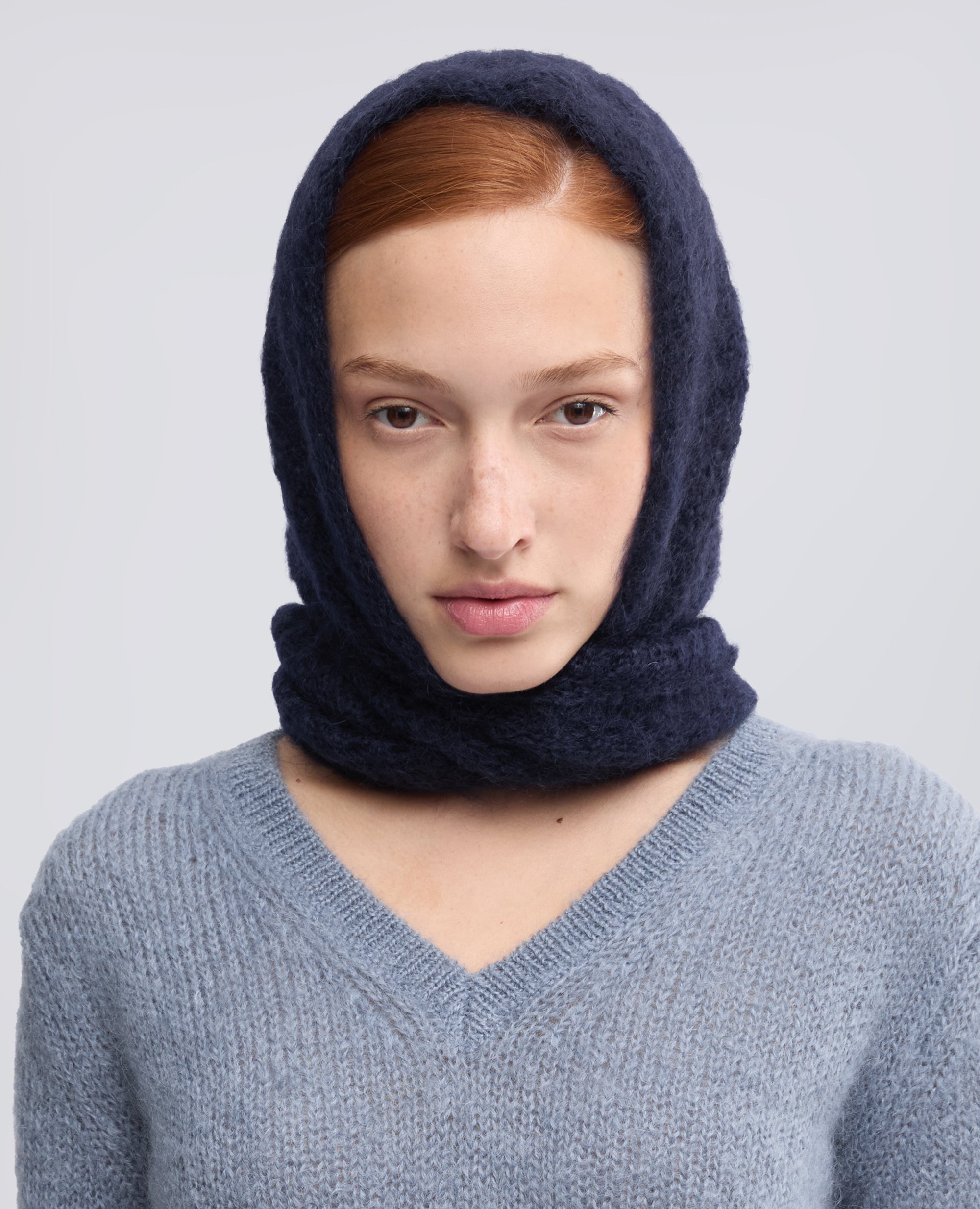 MOHAIR AND WOOL SCARF - BLUE - ASPESI