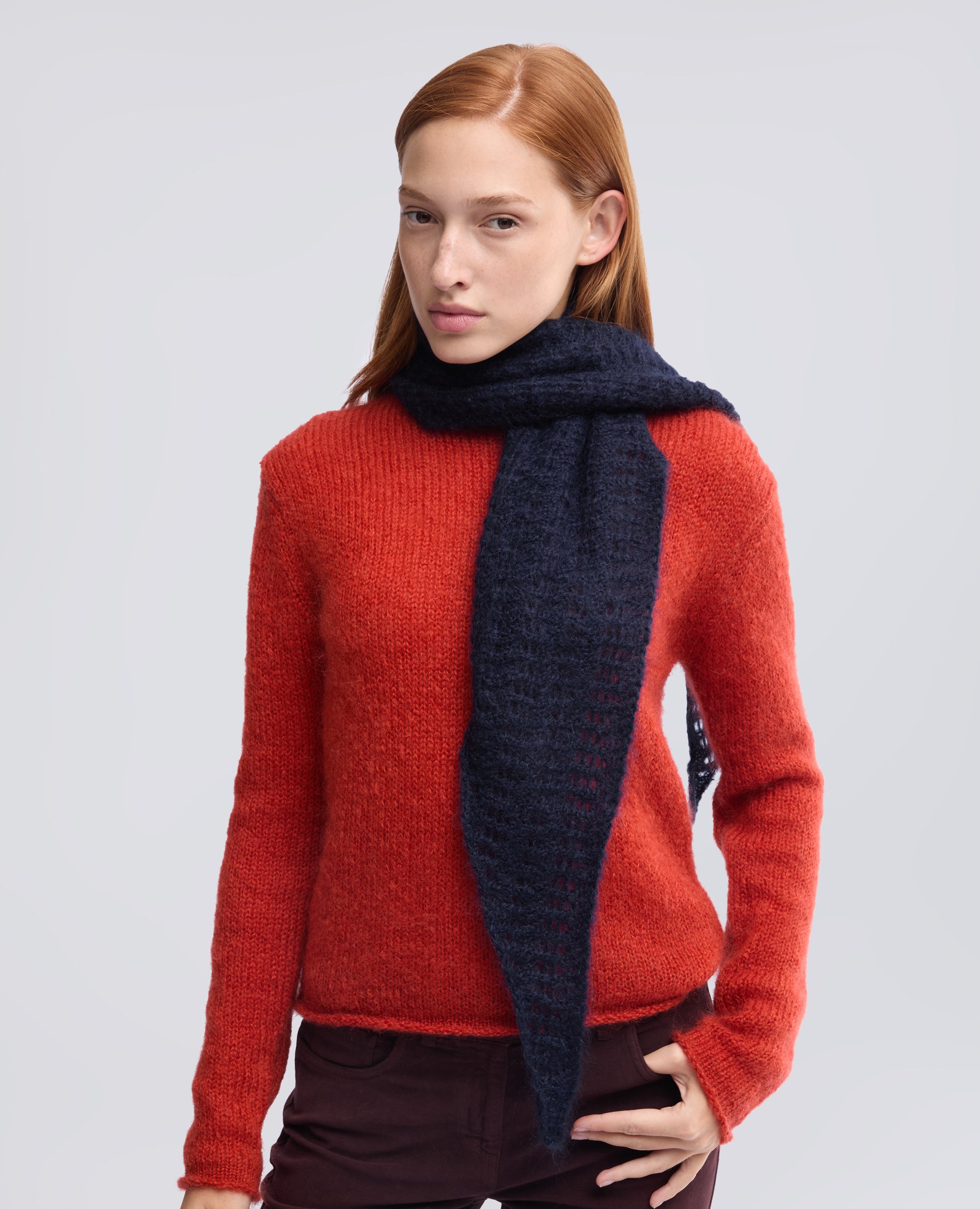 MOHAIR AND WOOL SCARF - BLUE - ASPESI