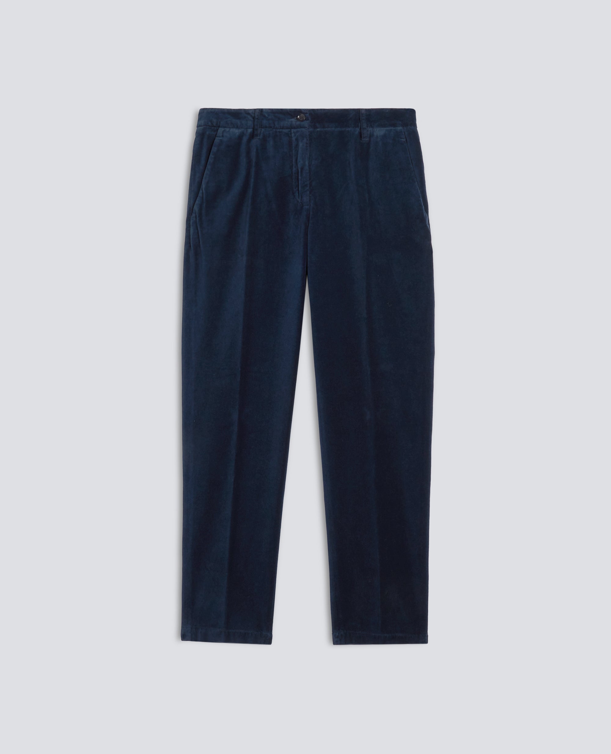 PANTALONE IN VELLUTO LISCIO DI COTONE TINTO CAPO - NAVY - ASPESI