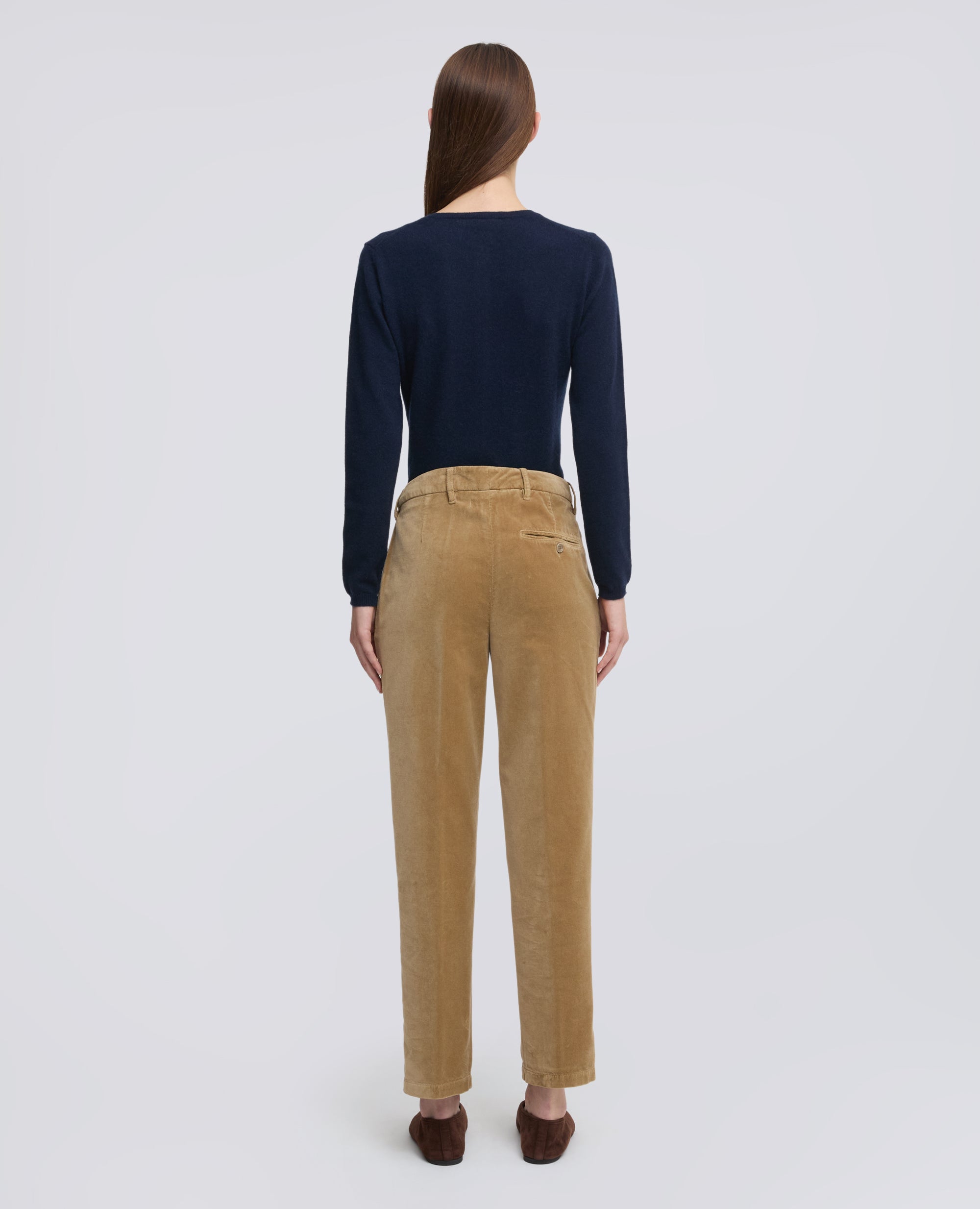 PANTALONE IN VELLUTO LISCIO DI COTONE TINTO CAPO - BEIGE - ASPESI