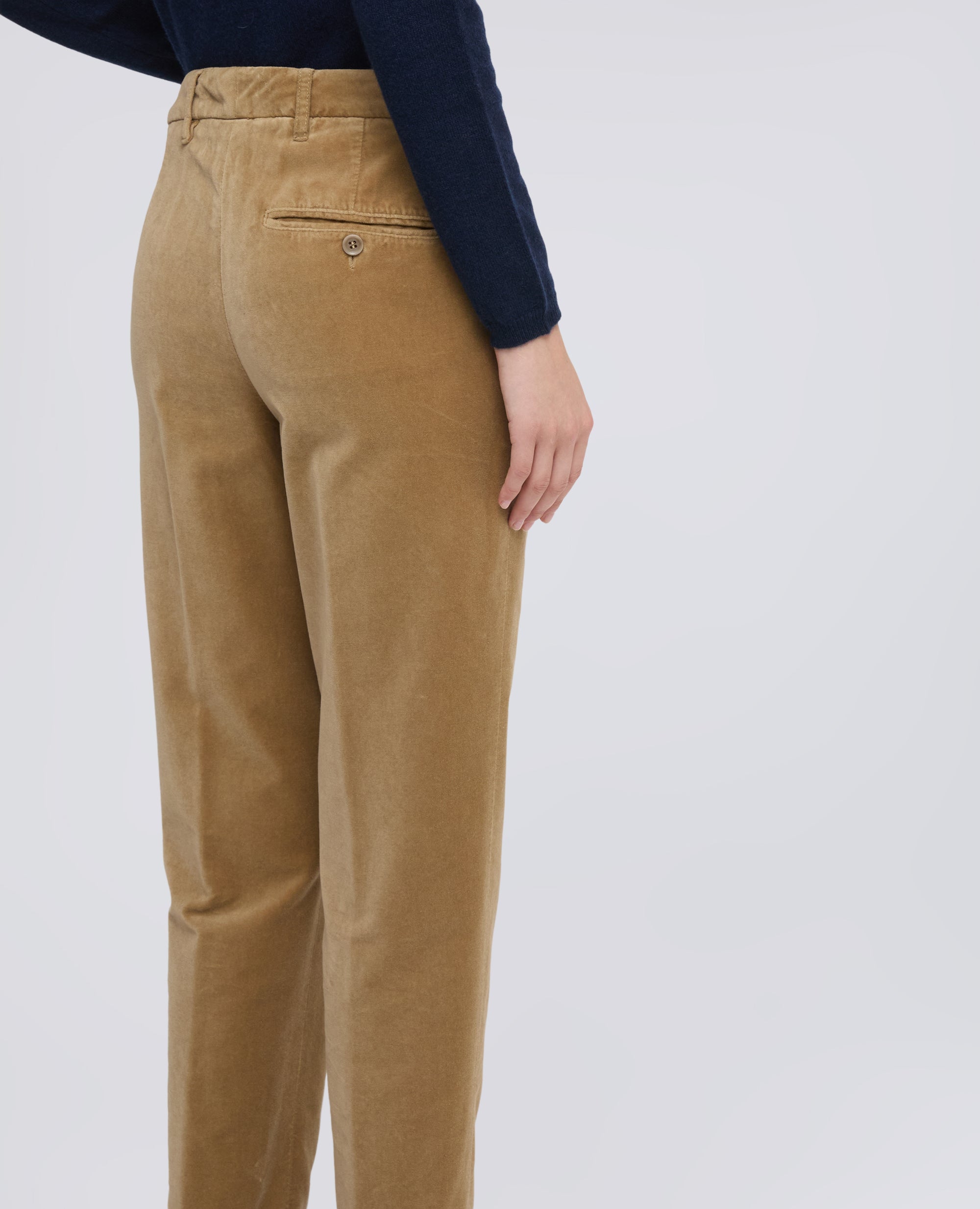 PANTALONE IN VELLUTO LISCIO DI COTONE TINTO CAPO - BEIGE - ASPESI