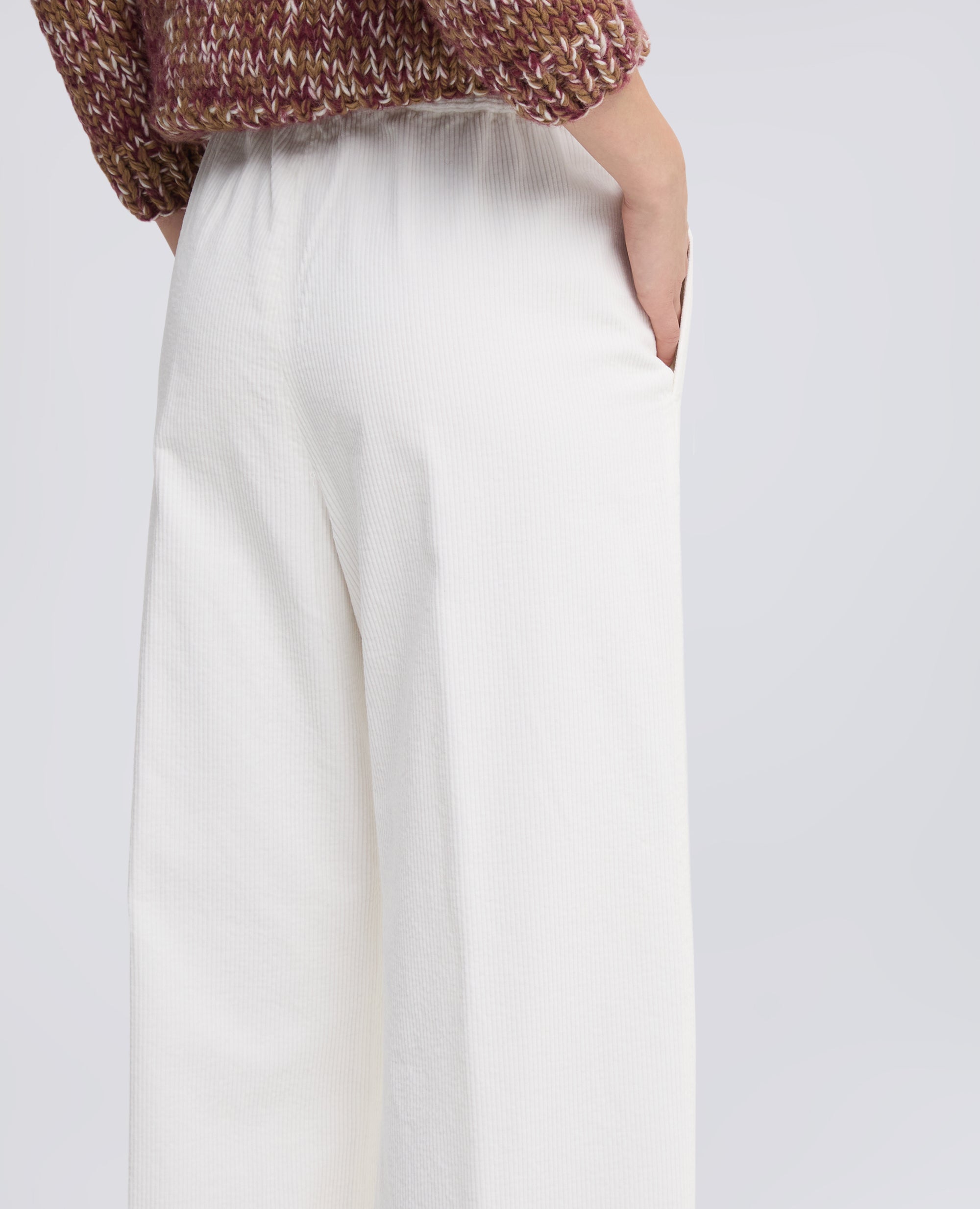PANTALONE IN VELLUTO A COSTE 500 RIGHE DI COTONE TINTO CAPO - PANNA - ASPESI