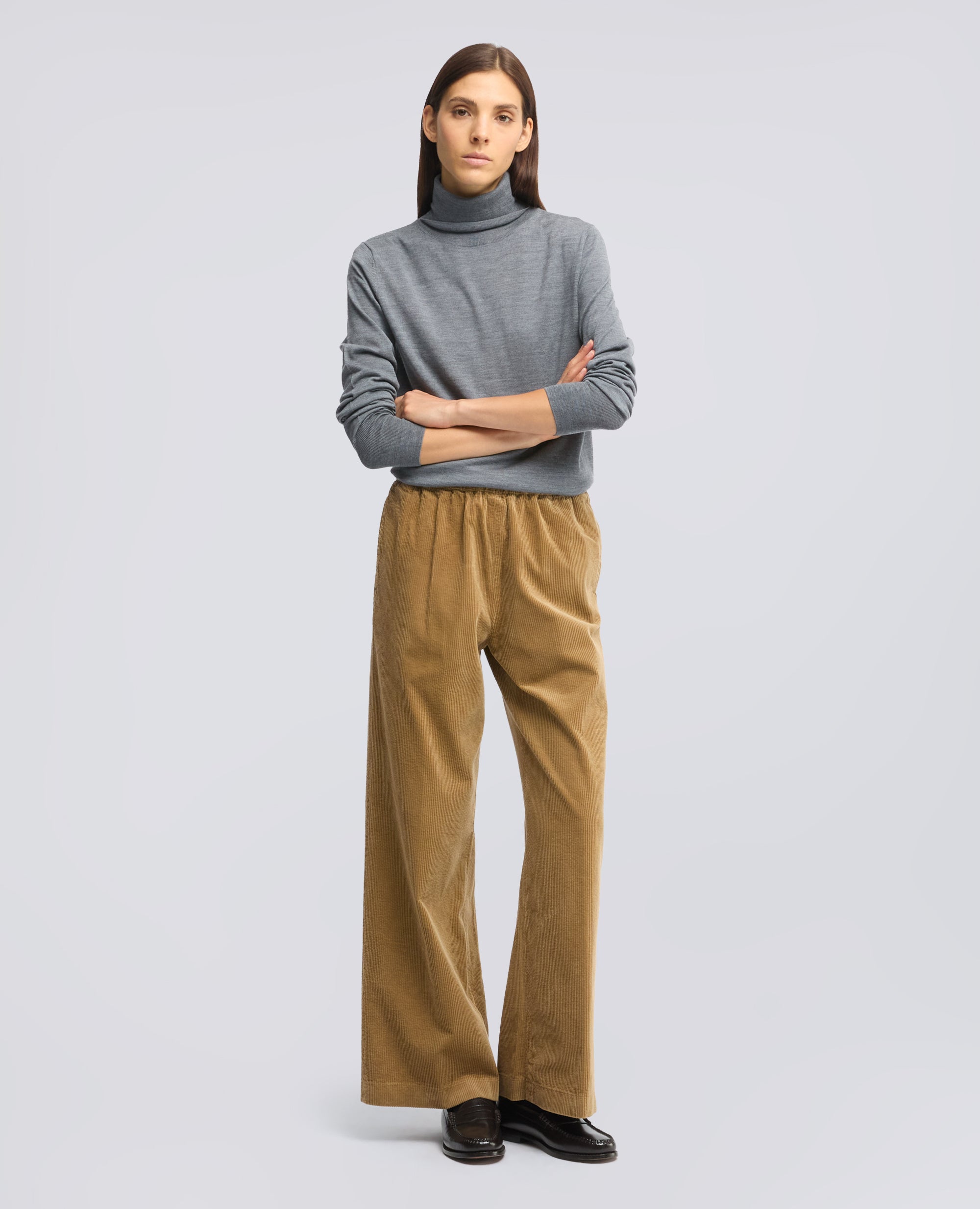 PANTALONE IN VELLUTO A COSTE 500 RIGHE DI COTONE TINTO CAPO - BEIGE - ASPESI
