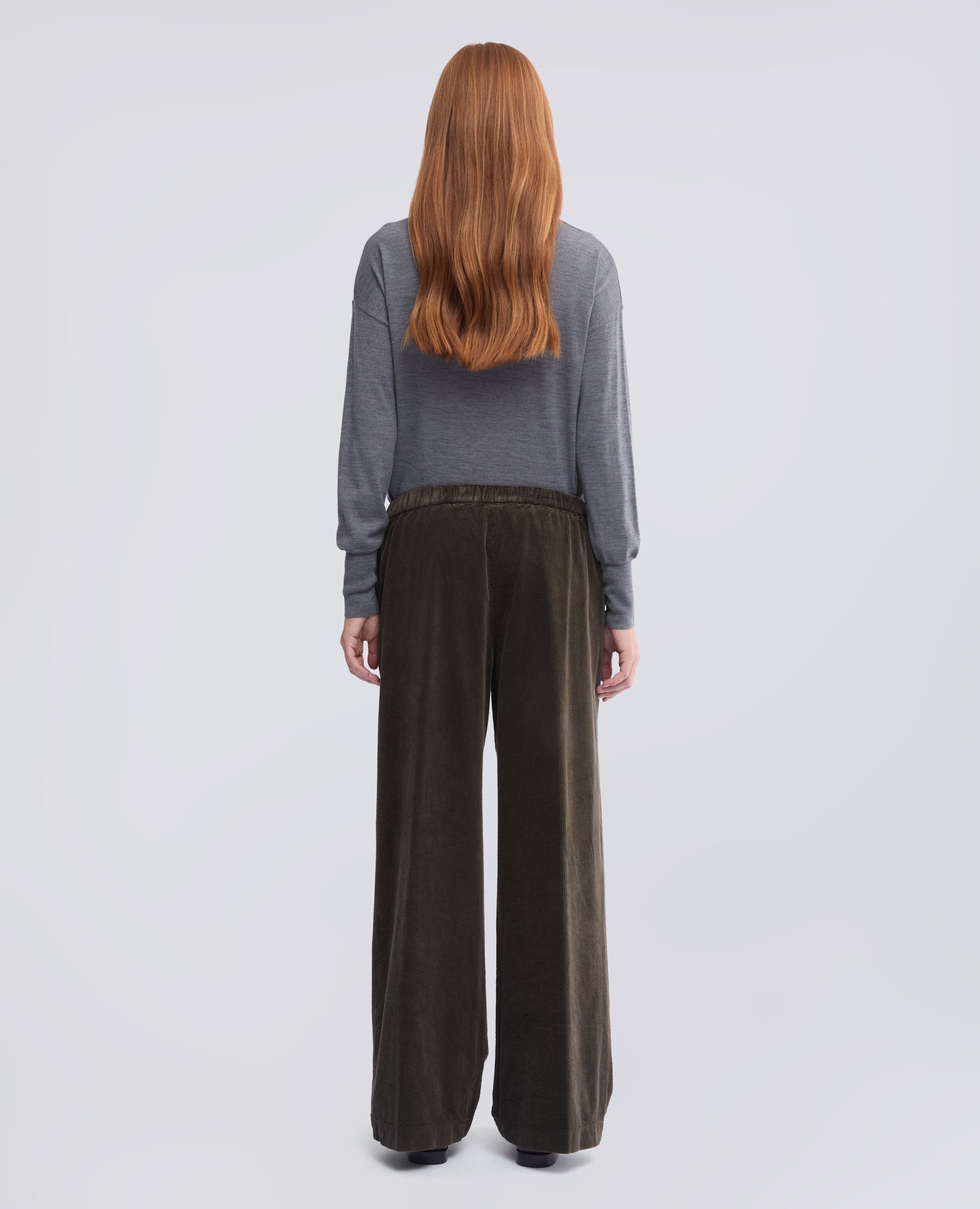 PANTALONE IN VELLUTO A COSTE CON ELASTICO - VERDE - ASPESI