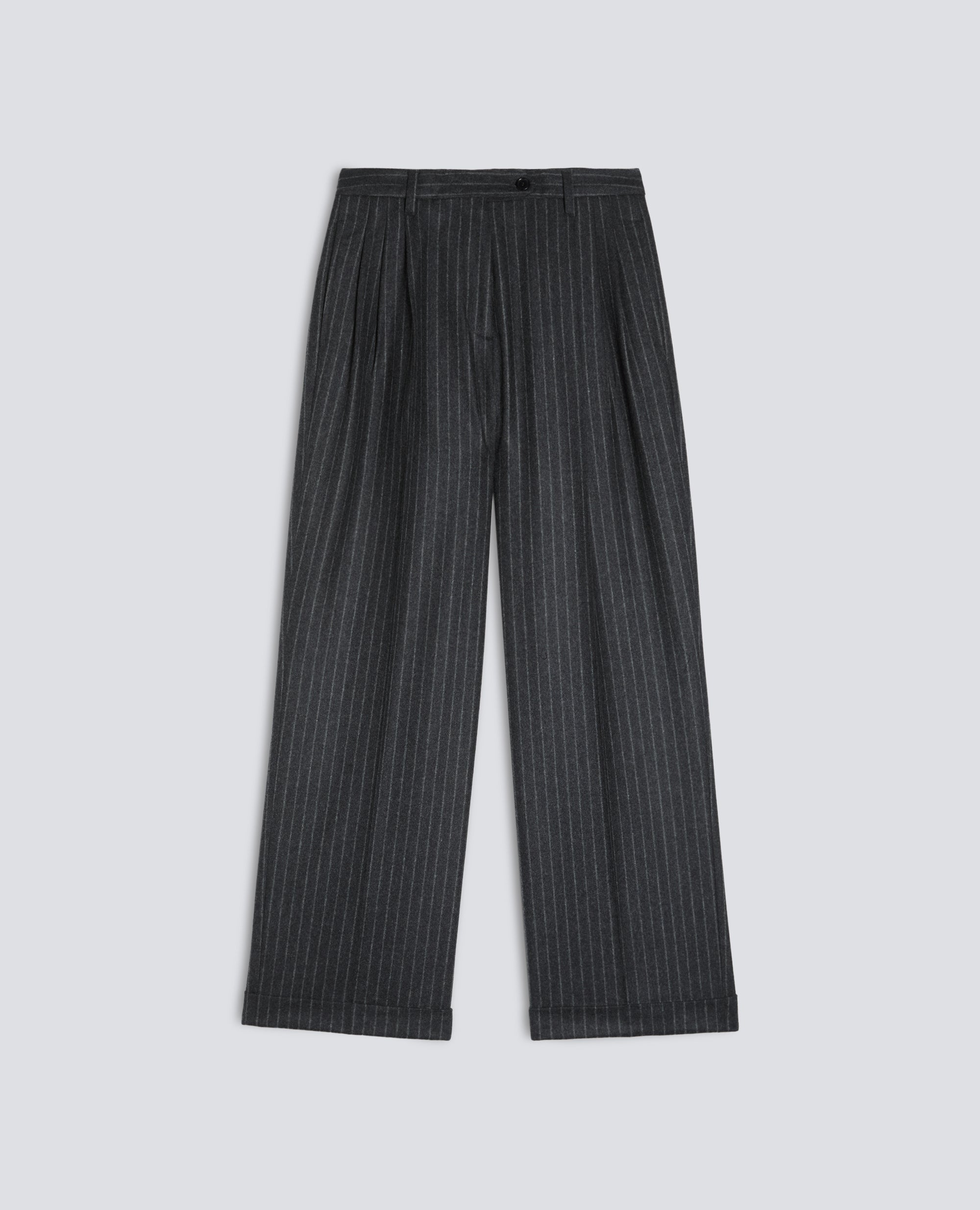 PANTALONE IN FLANELLA DI LANA VERGINE GESSATA - GRIGIO - ASPESI