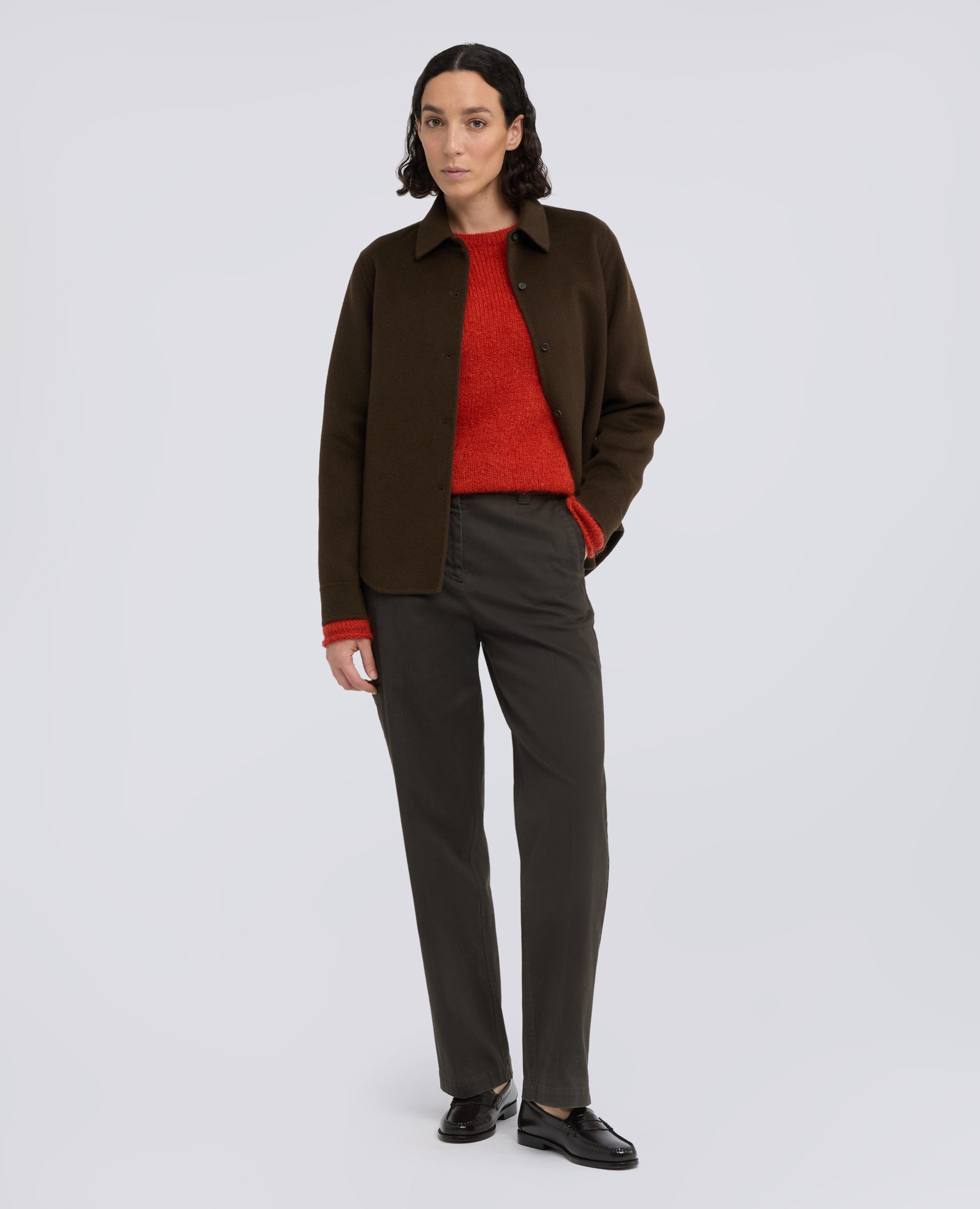 PANTALONE IN GABARDINE DI COTONE STRETCH TINTO CAPO - MARRONE - ASPESI