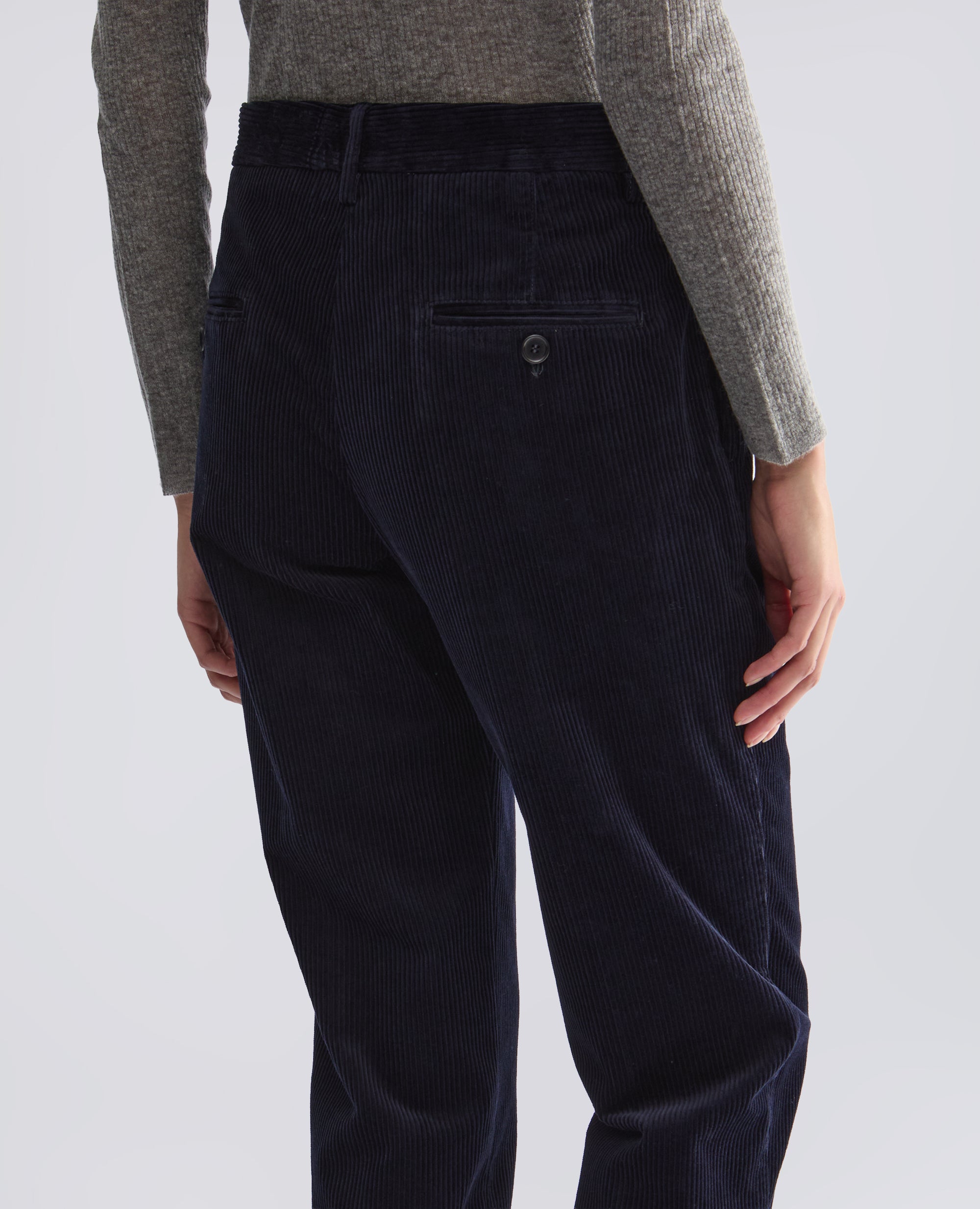 PANTALONE IN VELLUTO A COSTE DI COTONE - BLU - ASPESI