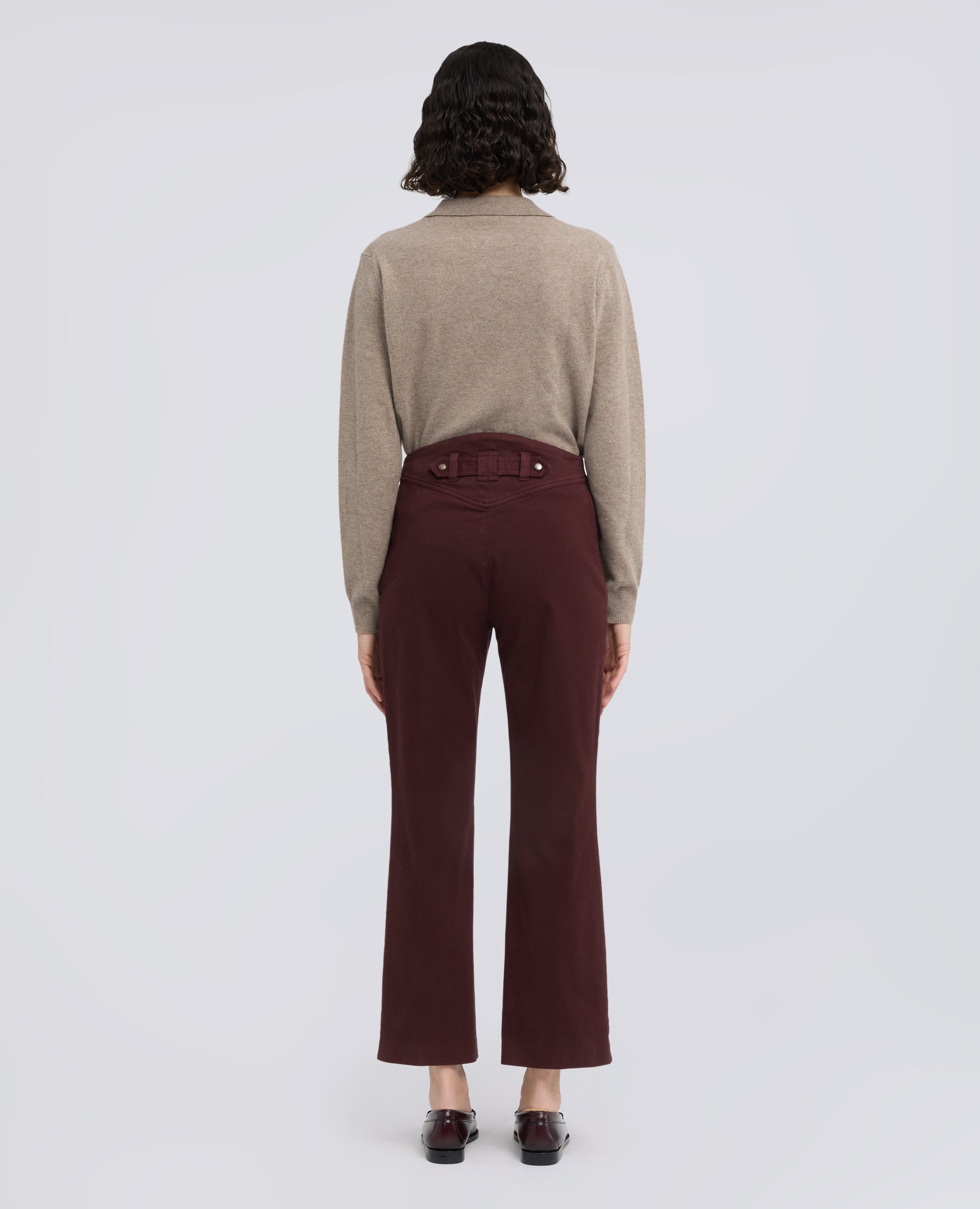 PANTALONE A VITA ALTA IN GABARDINE DI COTONE STRETCH TINTO CAPO - BARBERA - ASPESI
